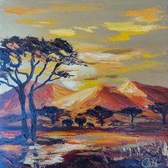 African Landscape Painting Savannah Original Art