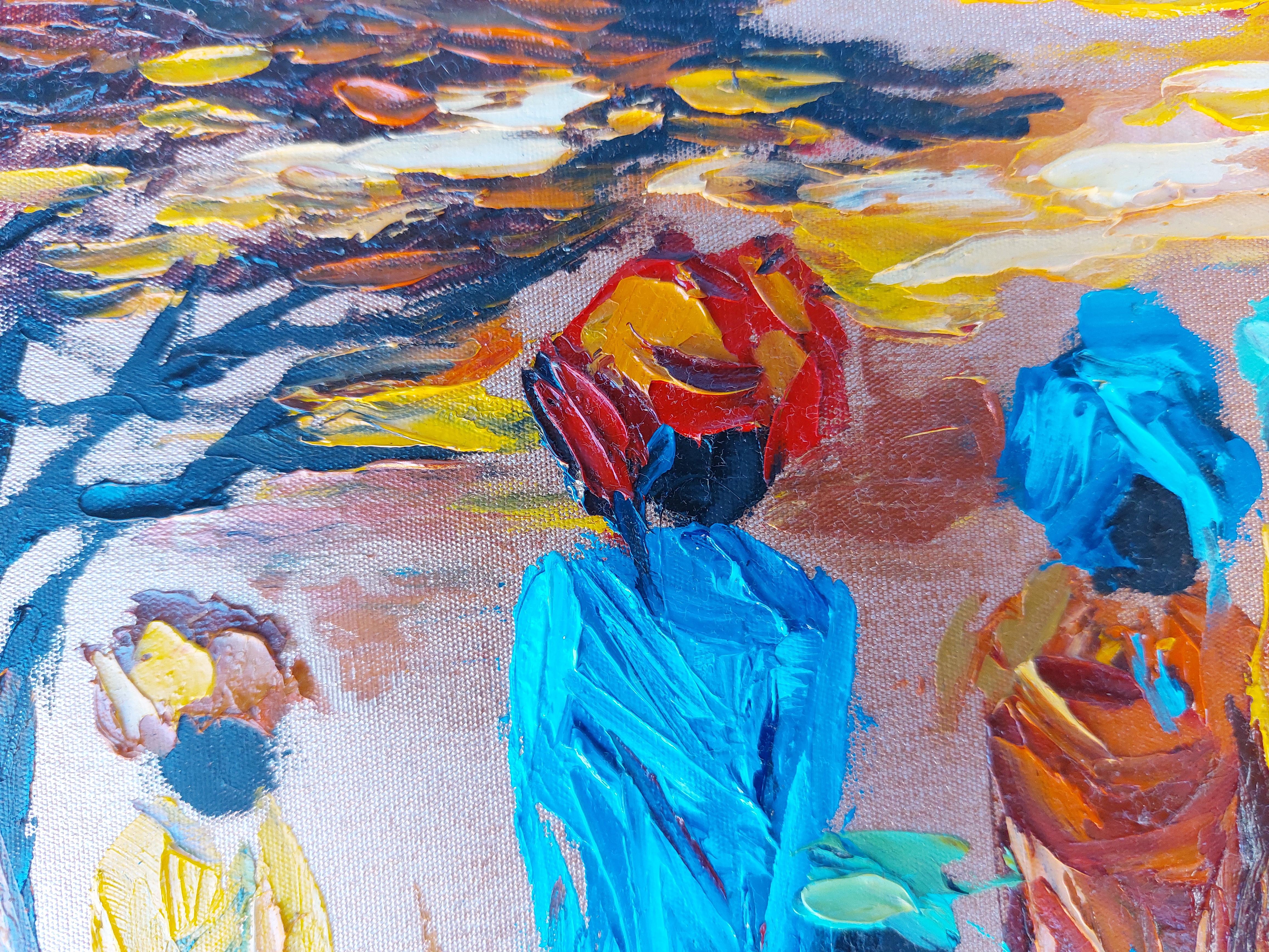 Pintura Aldea Africana Paisaje Africano Arte Original - Painting de Olga Nikitina