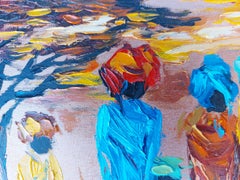 African Village Painting Africa Landscape Original Art