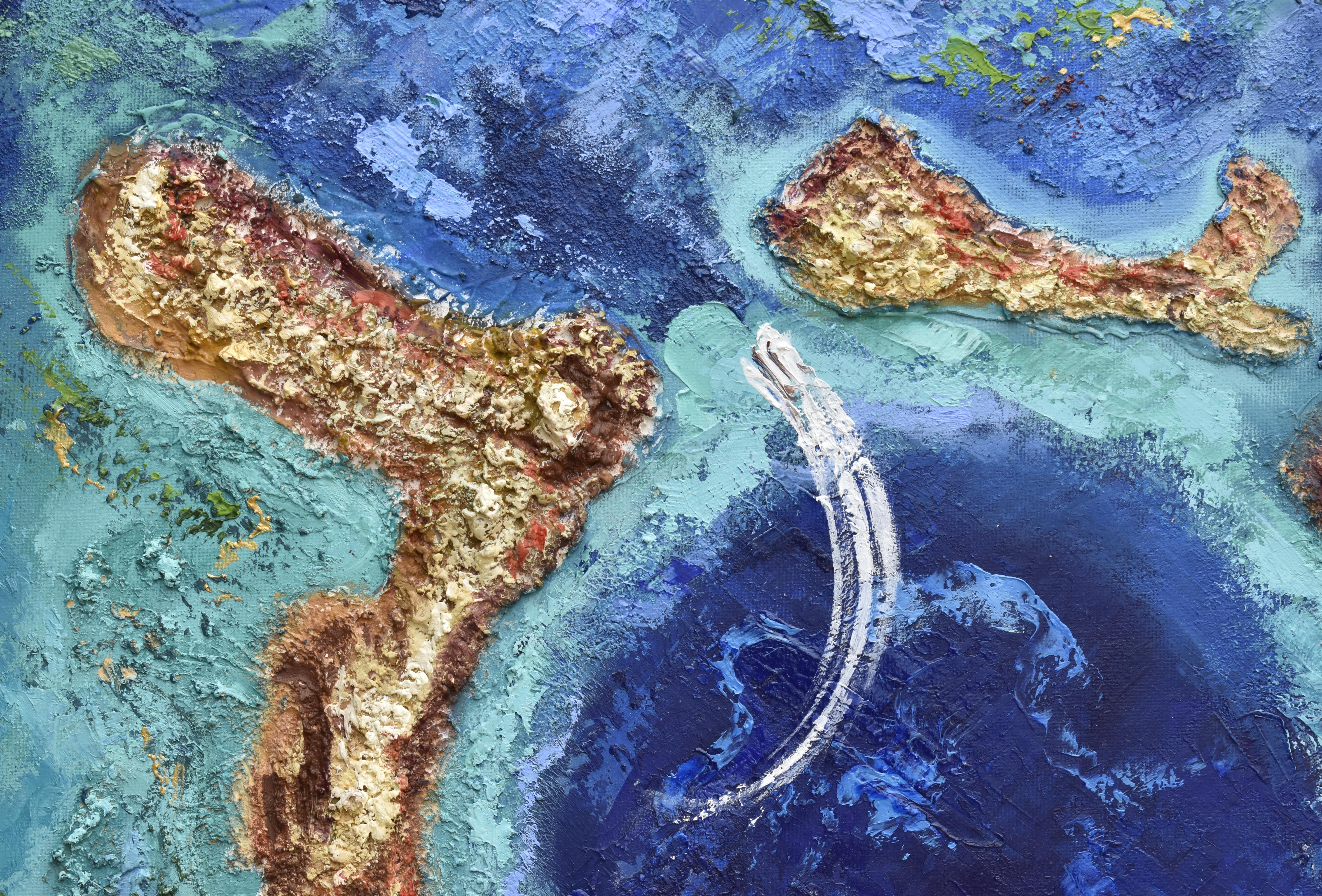 Belice Agujero Azul Pintura Texturizada 3D Paisaje Marino - Painting de Olga Nikitina