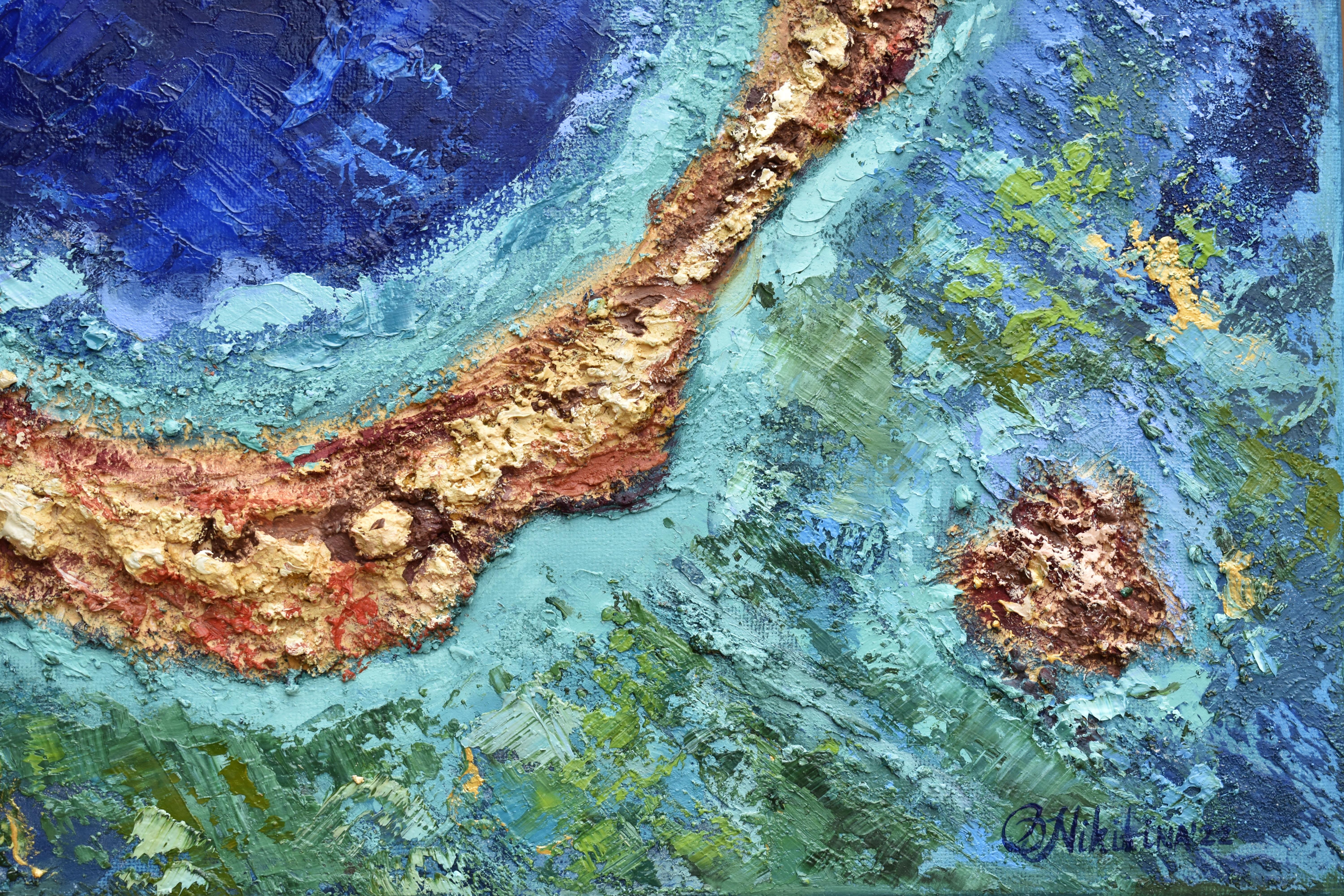 Belize Blue Hole Textured Painting  For Sale 2