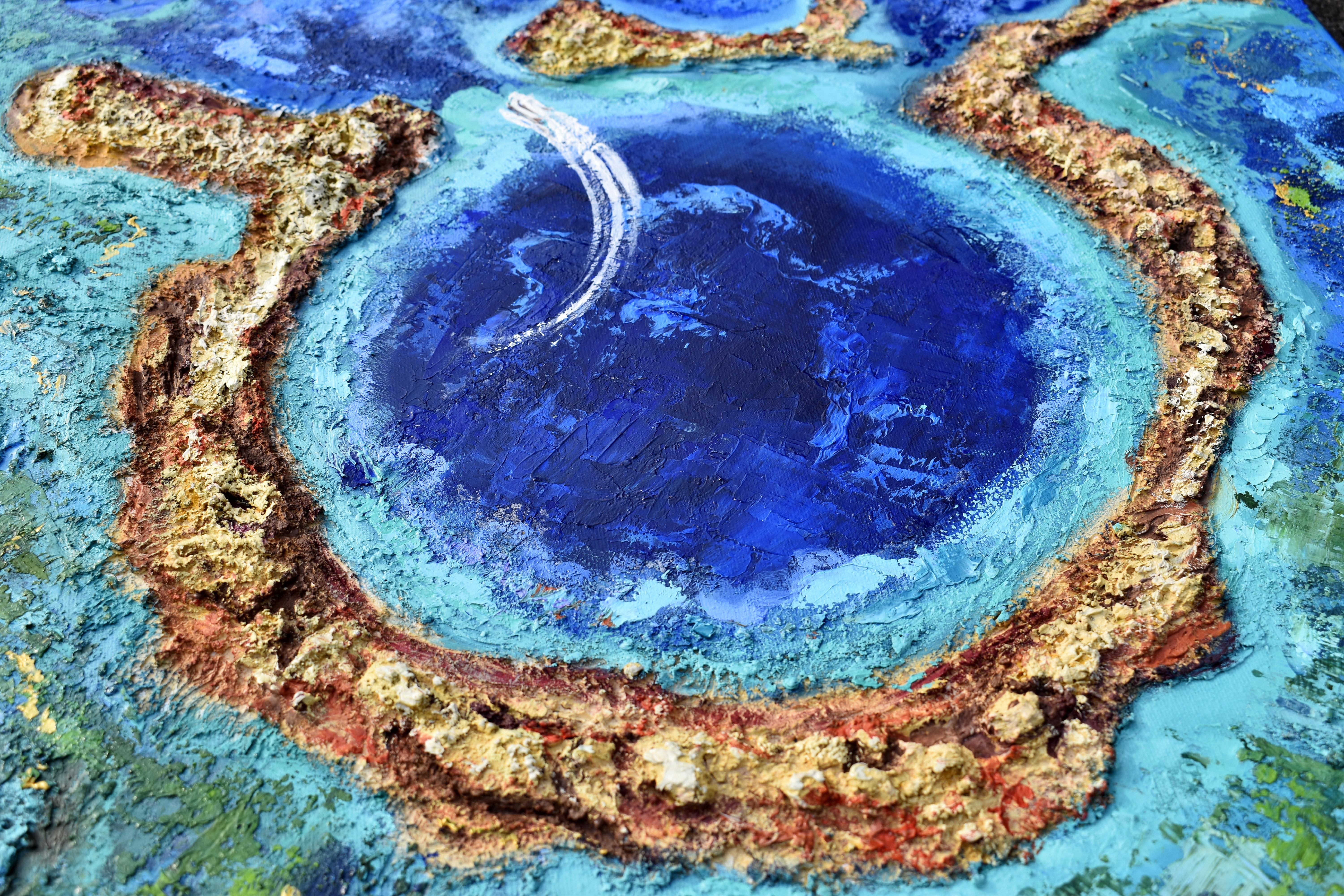 Belize Blue Hole Textured Painting  For Sale 3