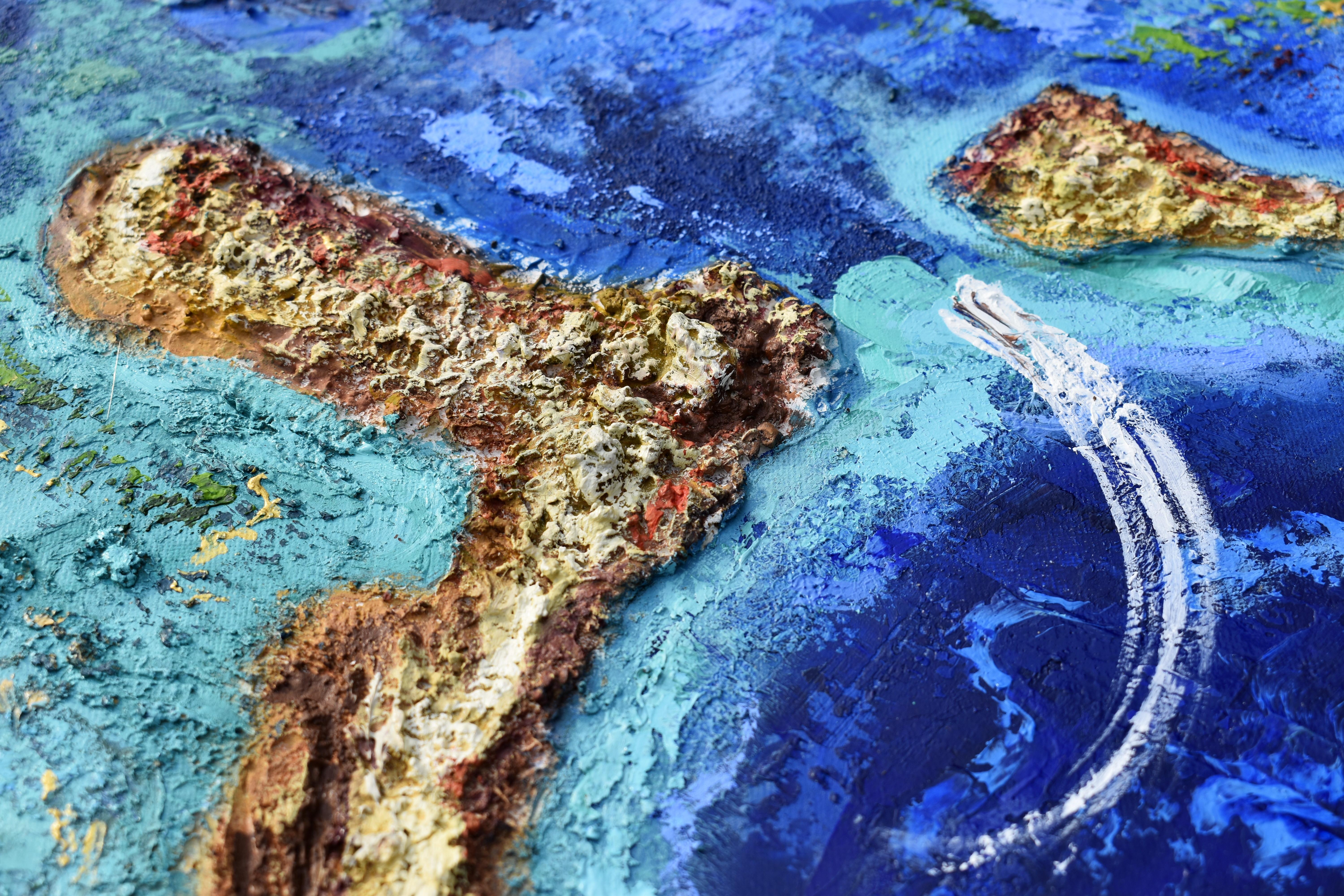 Belize Blue Hole Textured Painting  For Sale 4