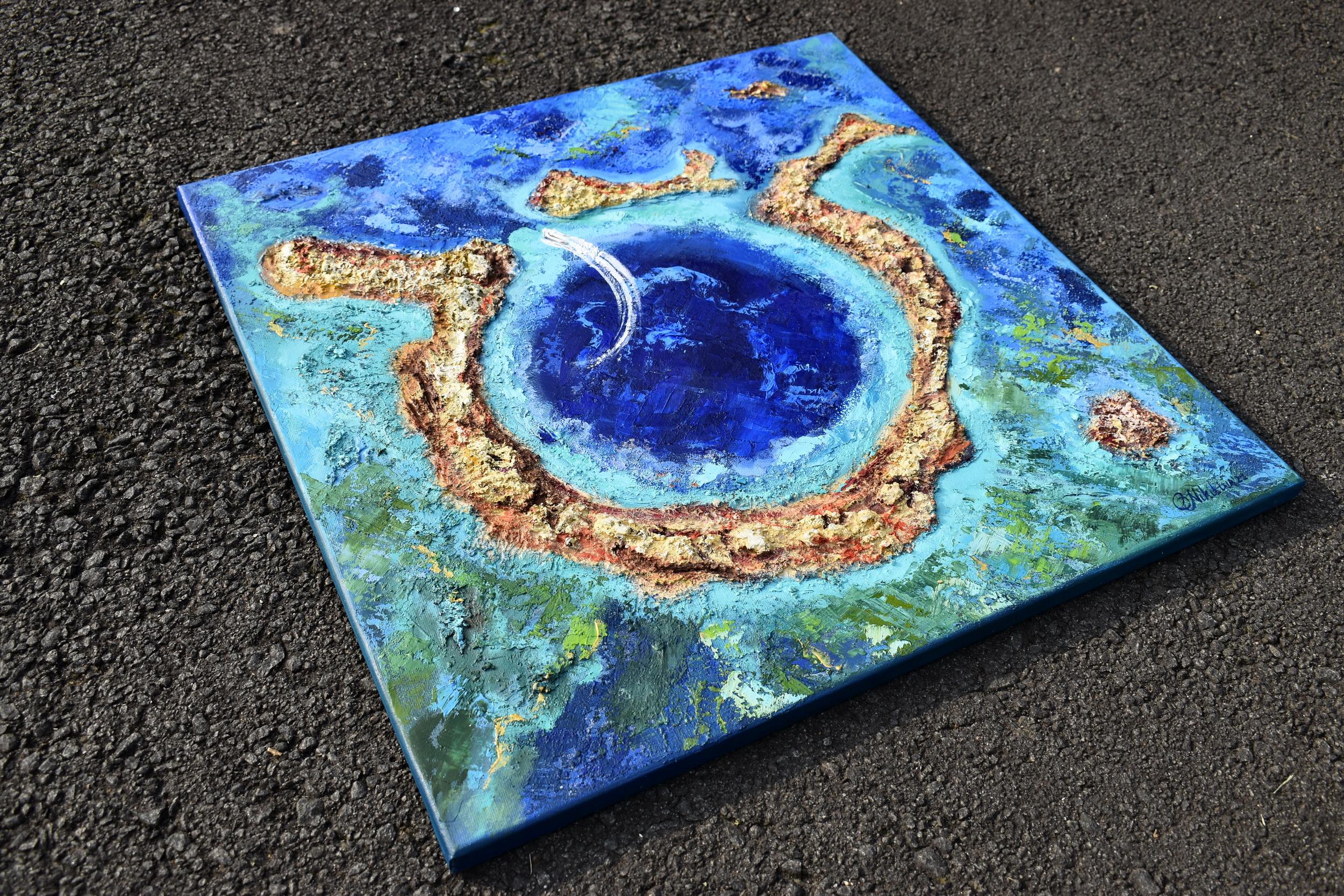 Belize Blue Hole Textured Painting  For Sale 5