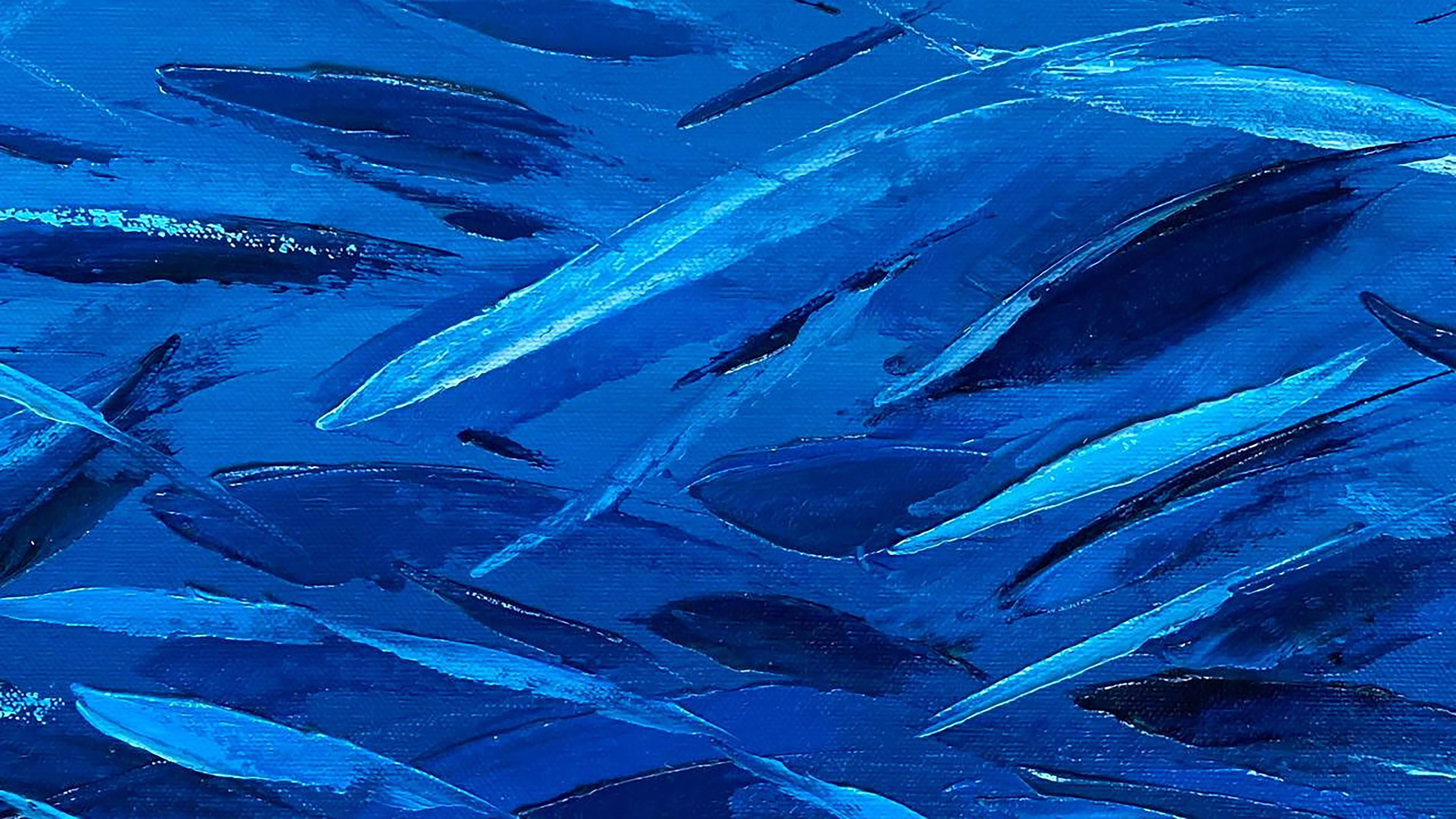 Blue Fish Painting Ocean Art  2