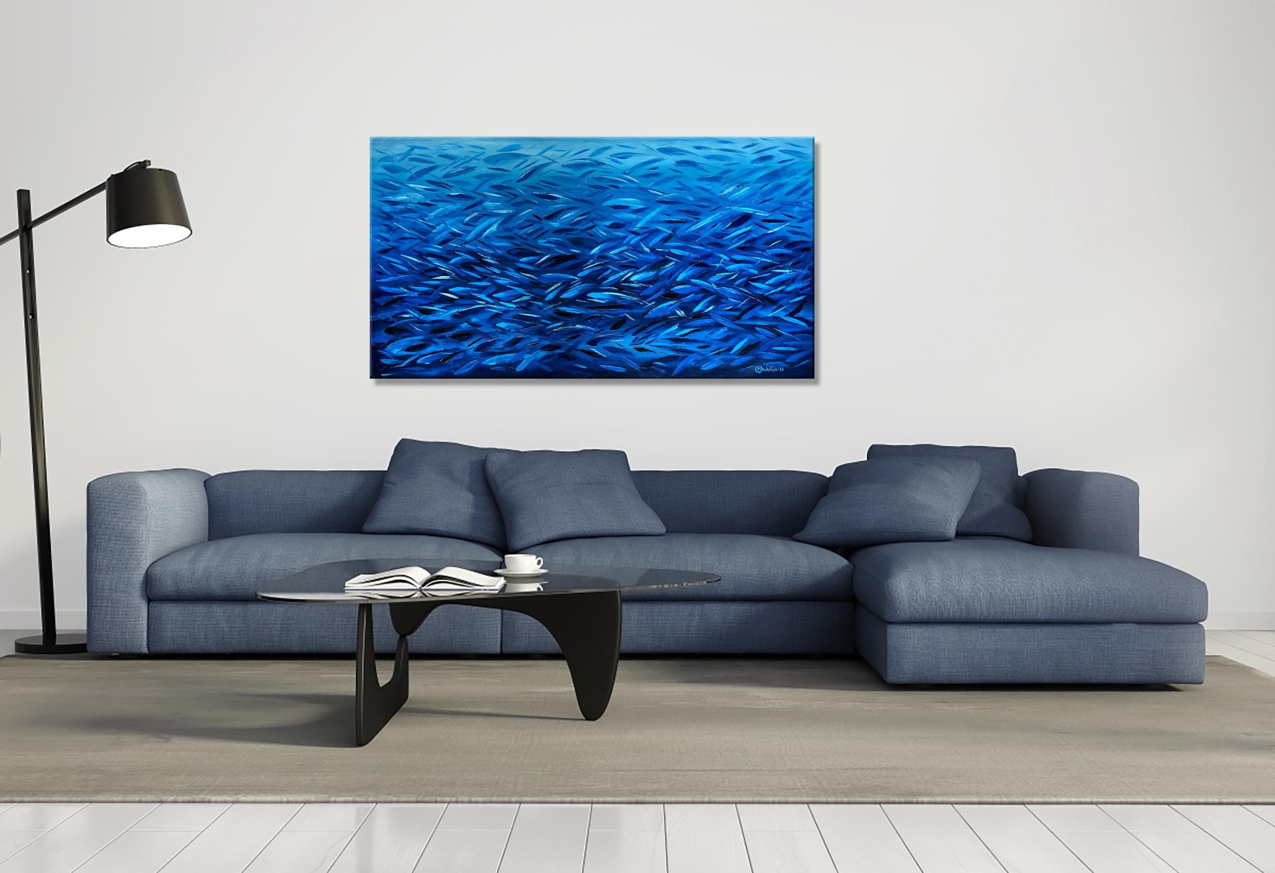 Blue Fish Painting Ocean Art  5