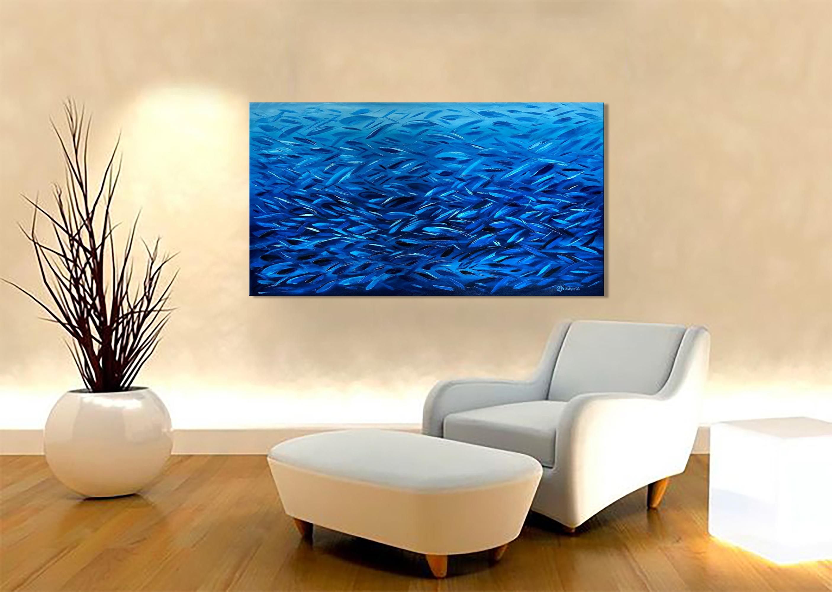 Blue Fish Painting Ocean Art  6