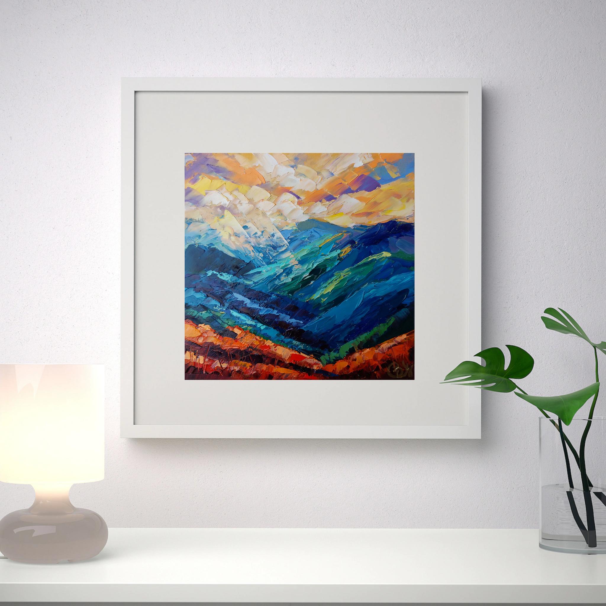 Blue Ridge Mountains Ölgemälde Landschaft – Painting von Olga Nikitina