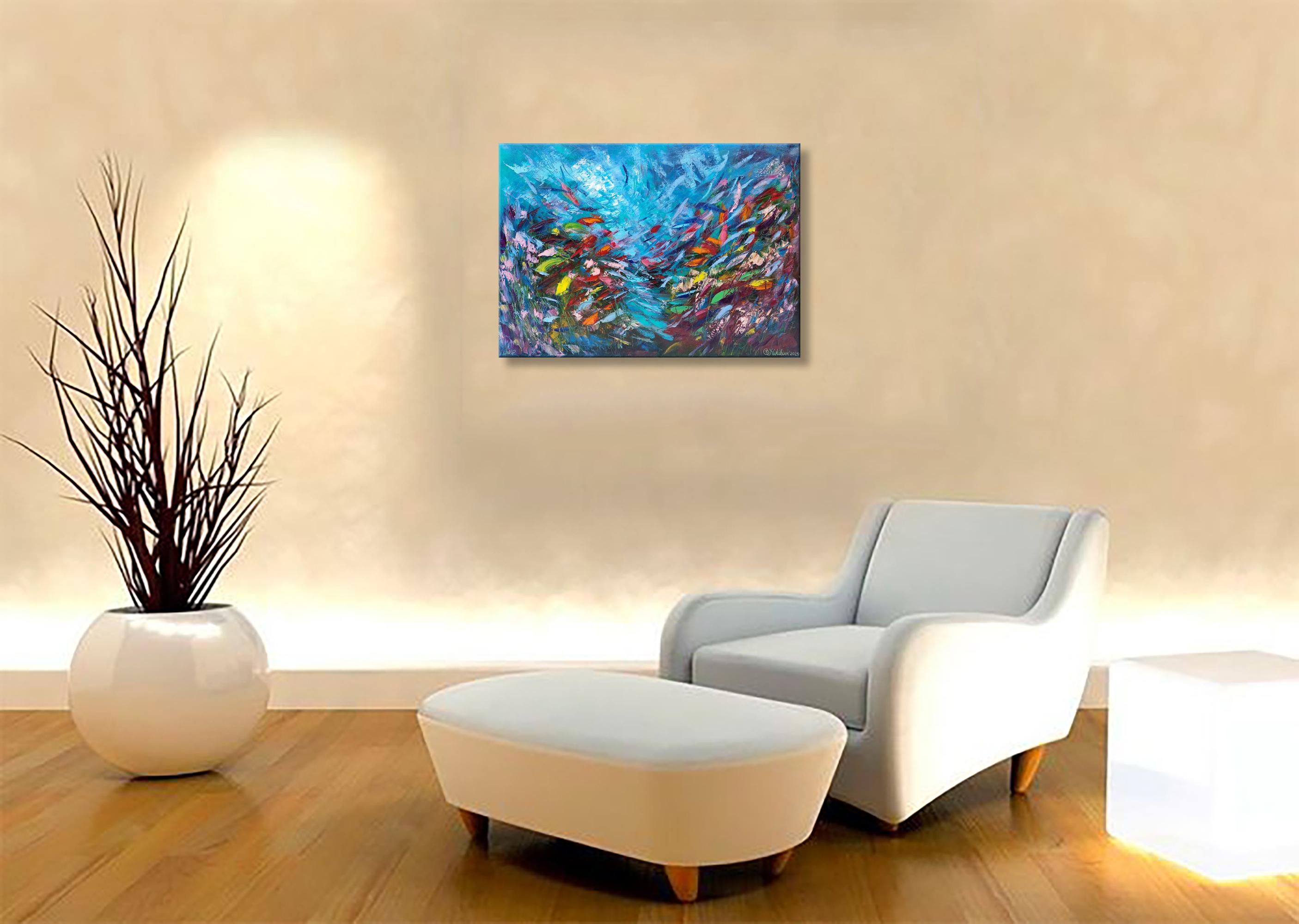 Bright Life Underwater, Gemälde, das unter Wasser in der Tiefe von 9.6 m entstanden ist im Angebot 7
