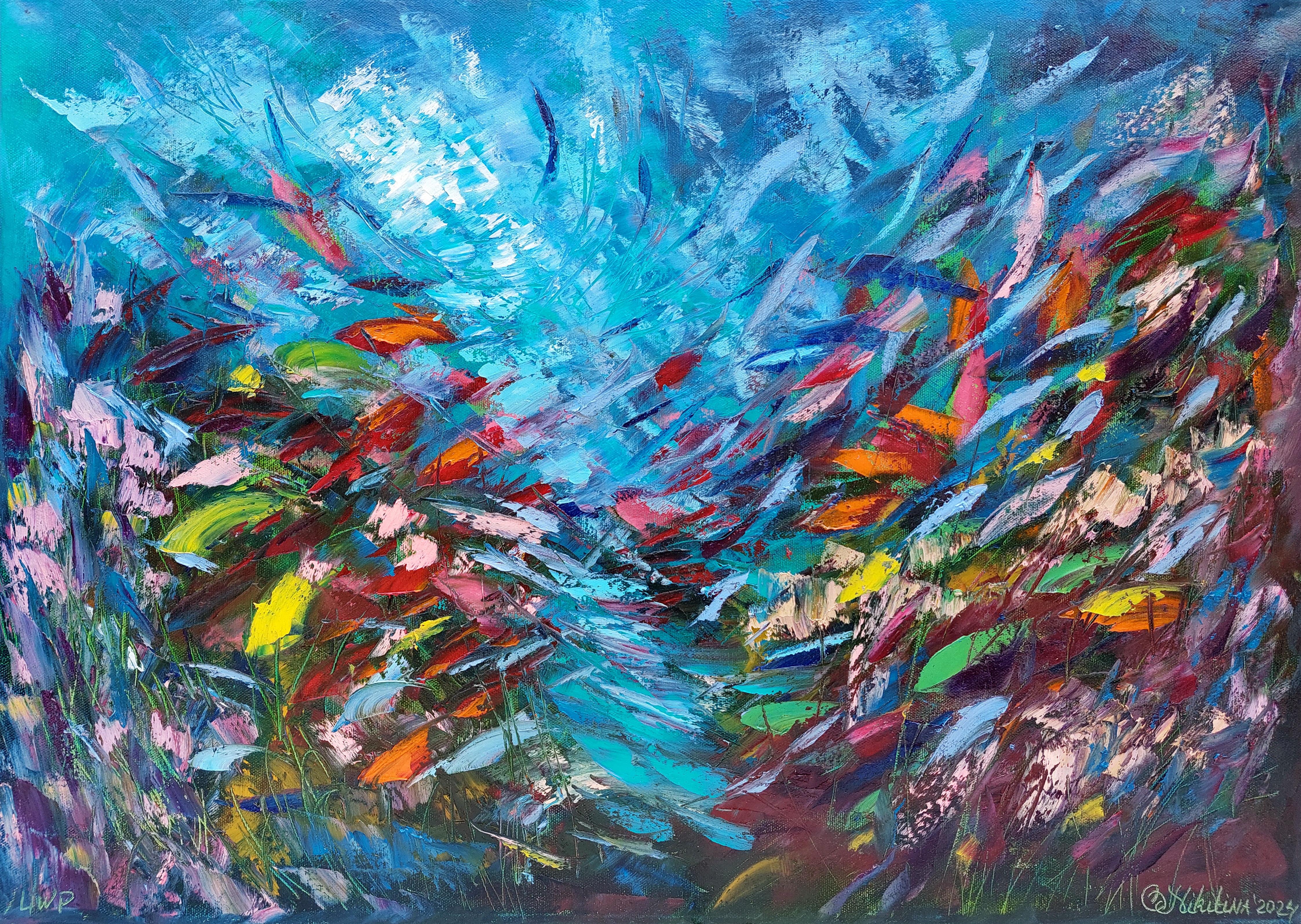 Bright Life Underwater Painting was created underwater at the depth of 9.6m