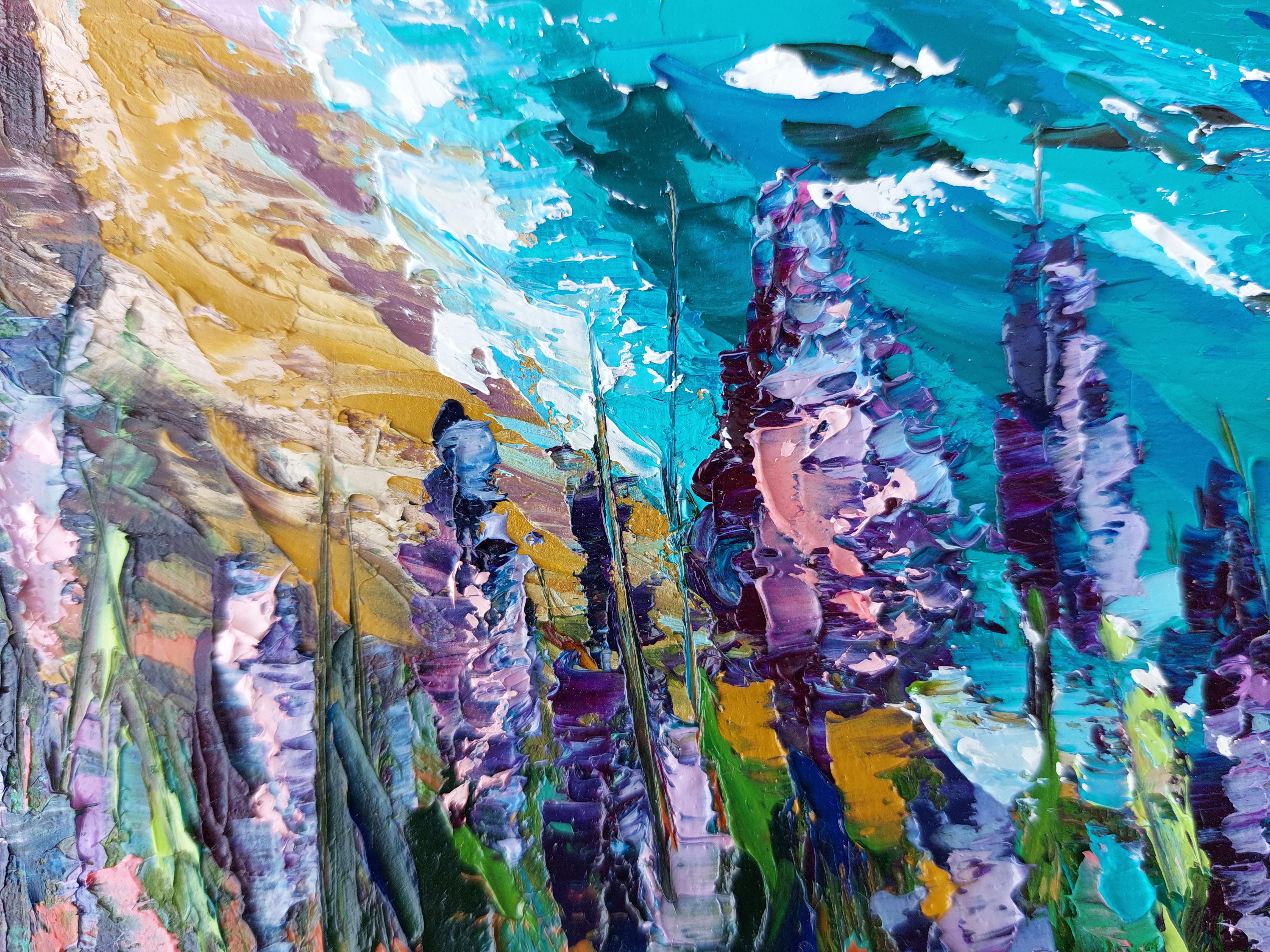 California Beach Pintura al óleo Arte original Impasto Paleta Cuchillo Arte - Painting Impresionista de Olga Nikitina