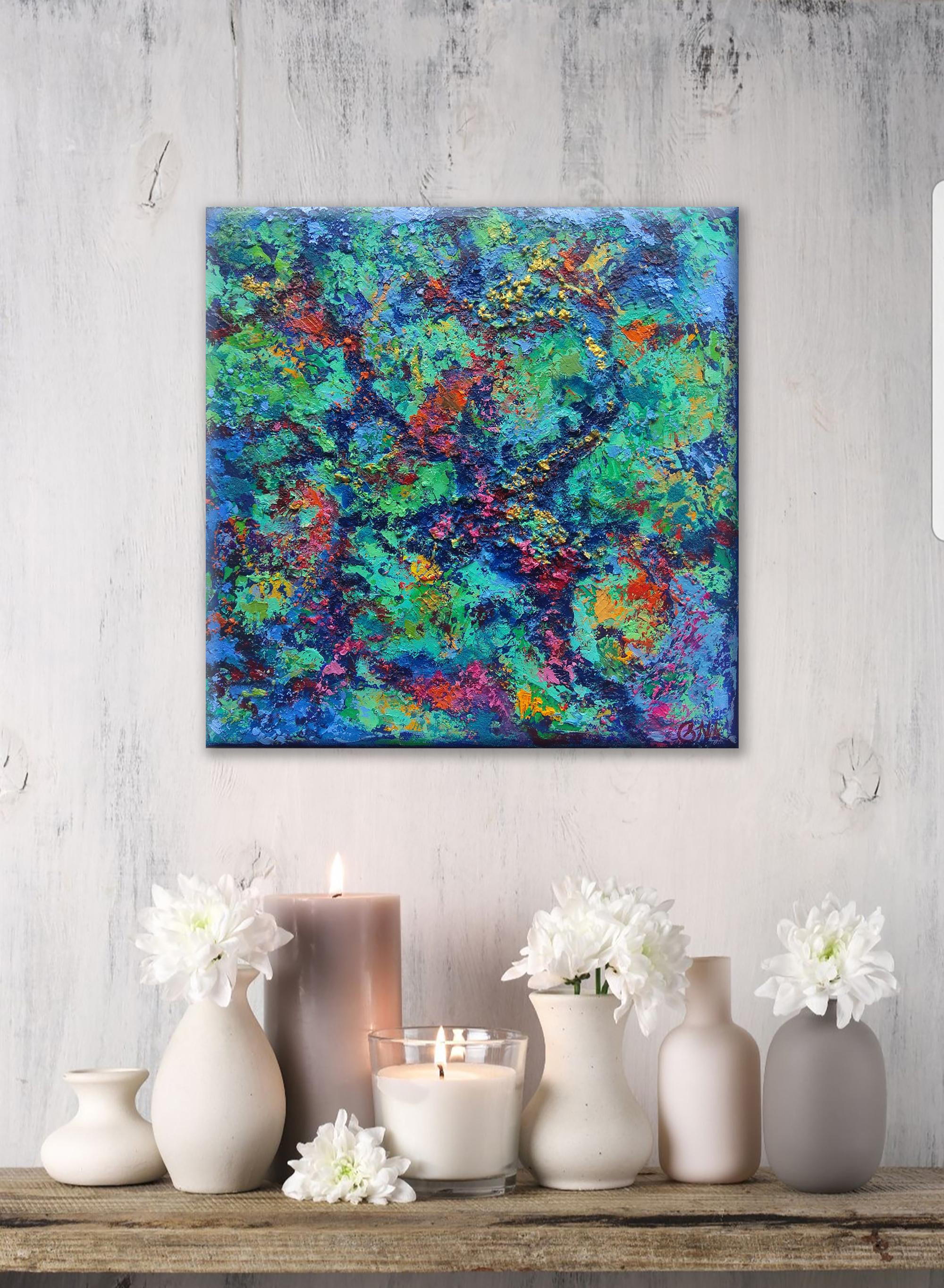 Caribbean Coral Reef Textured Painting For Sale 2