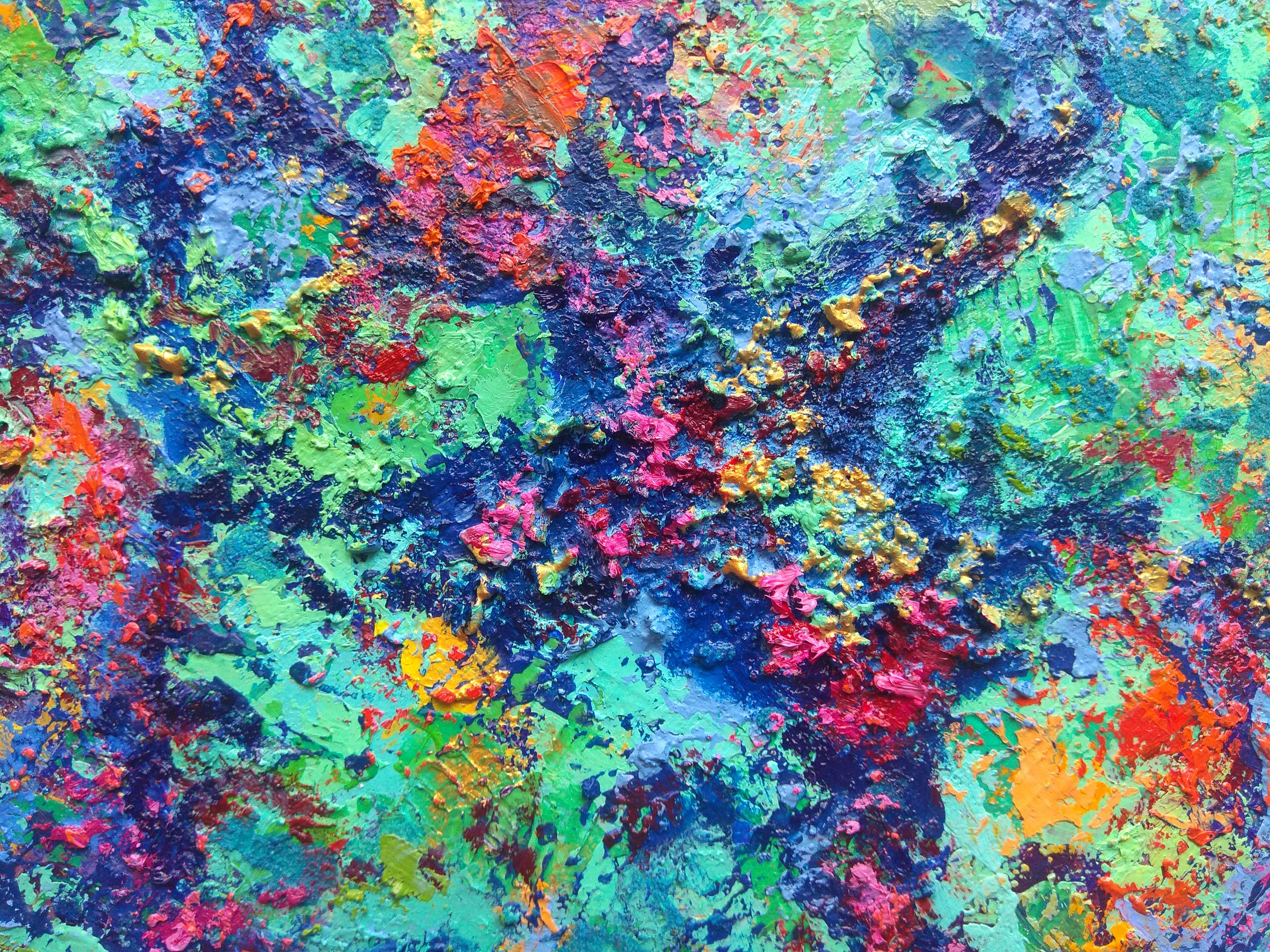 Caribbean Coral Reef Textured Painting For Sale 3