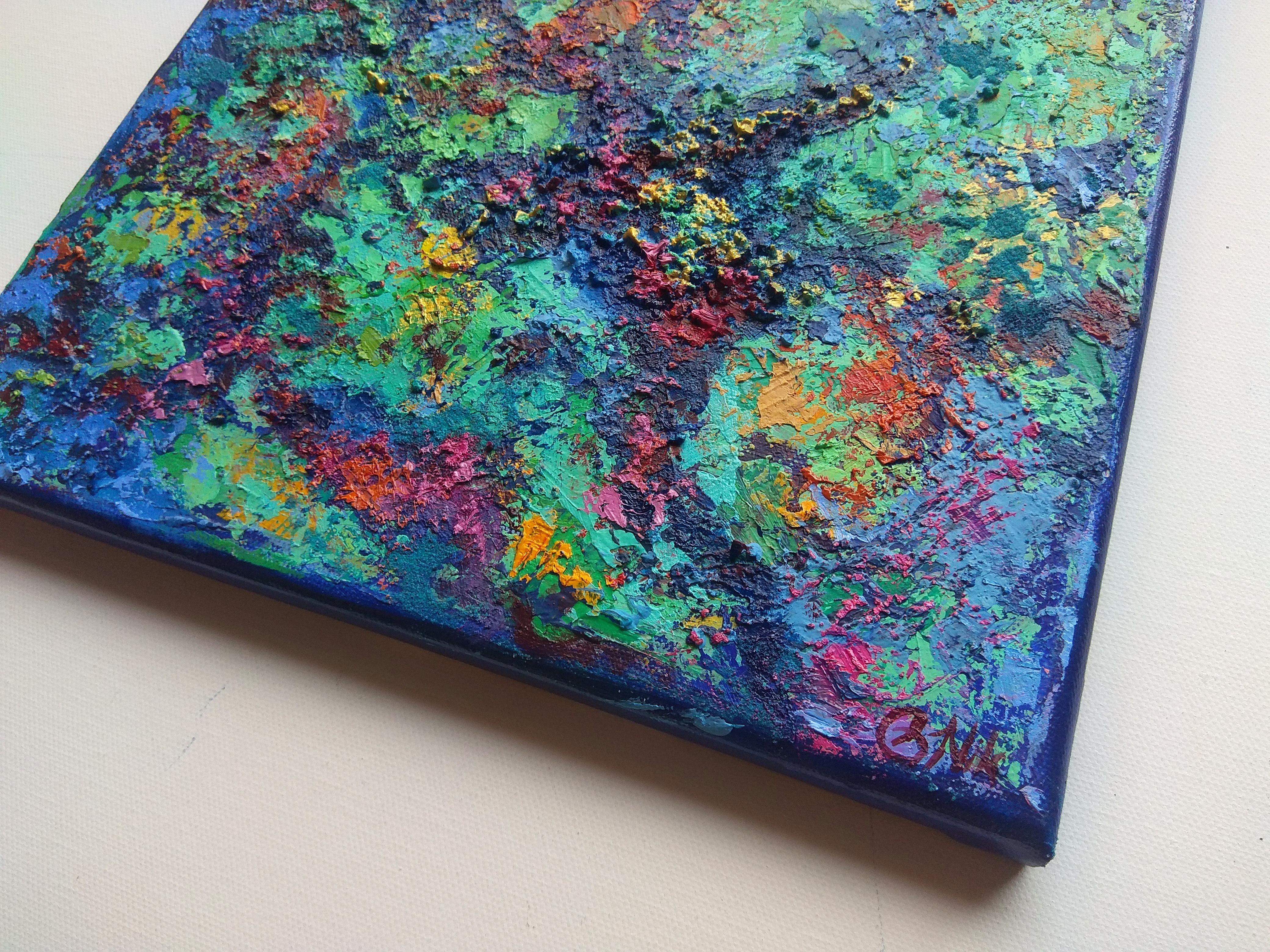 Caribbean Coral Reef Textured Painting For Sale 4