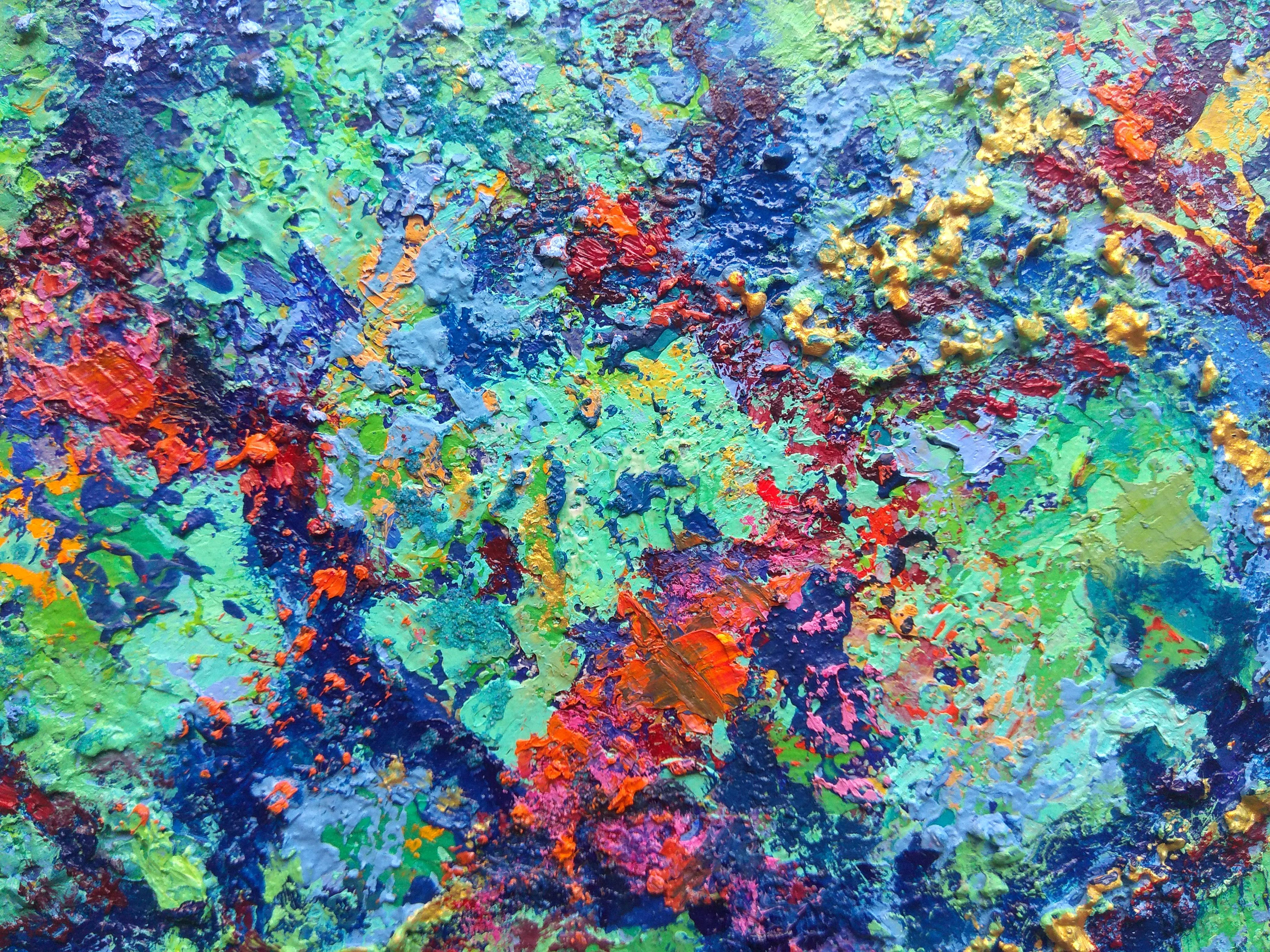 Caribbean Coral Reef Textured Painting For Sale 5