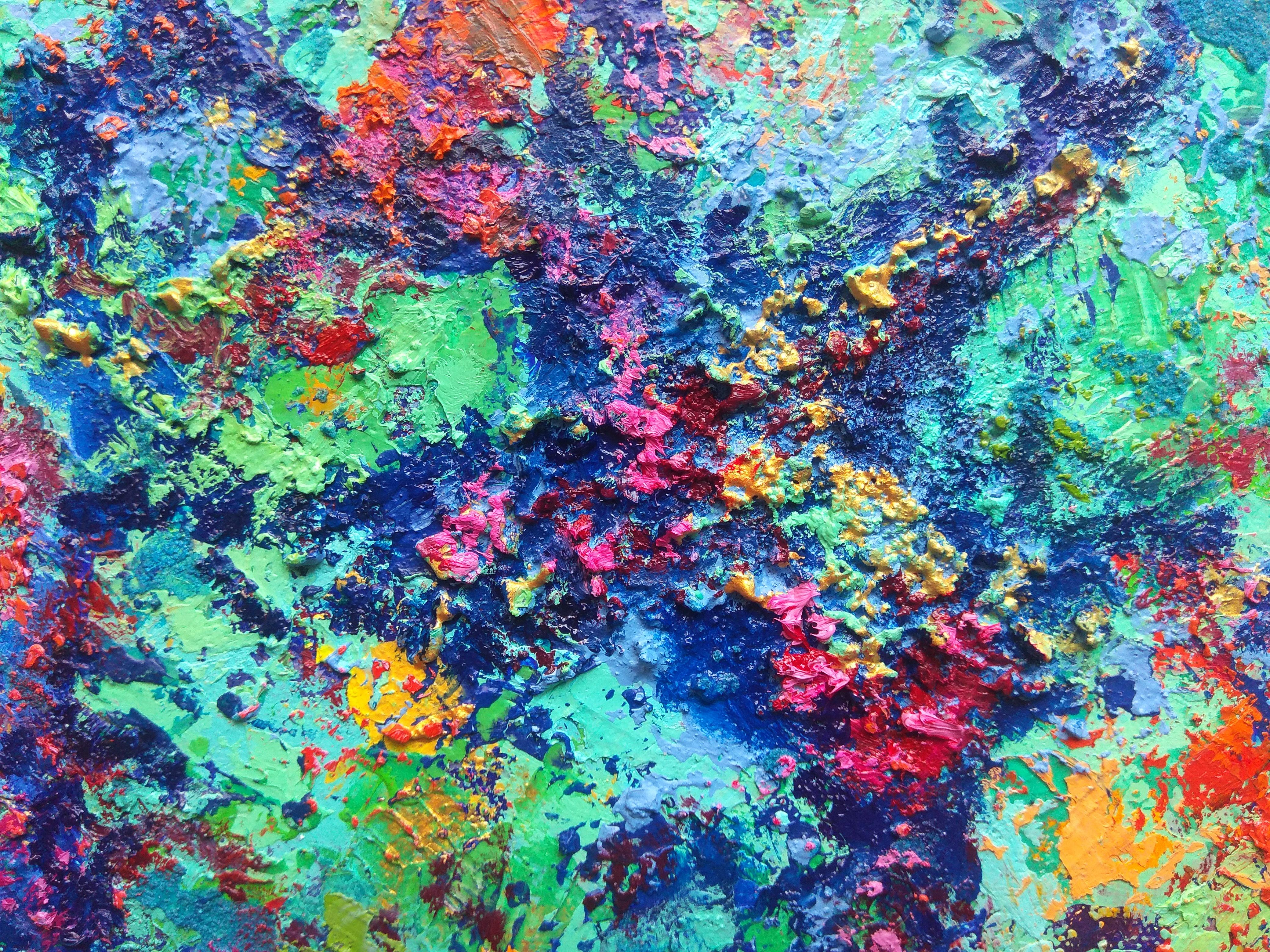 Caribbean Coral Reef Textured Painting For Sale 6