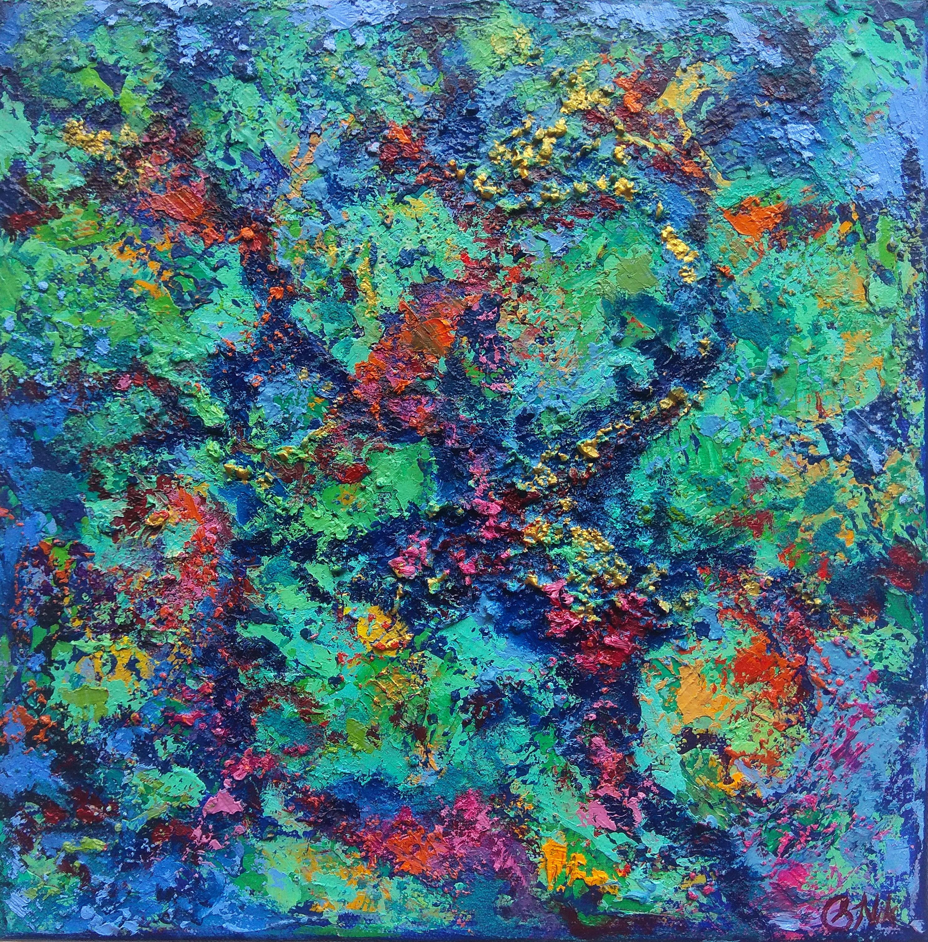 Olga Nikitina Abstract Painting - Caribbean Coral Reef Textured Painting