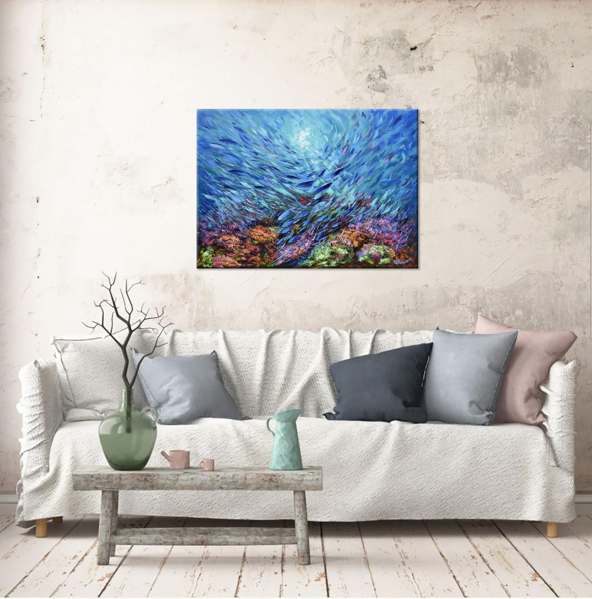 Coral Reef Painting Ocean Arts Underwater Seascape Original Painting 9