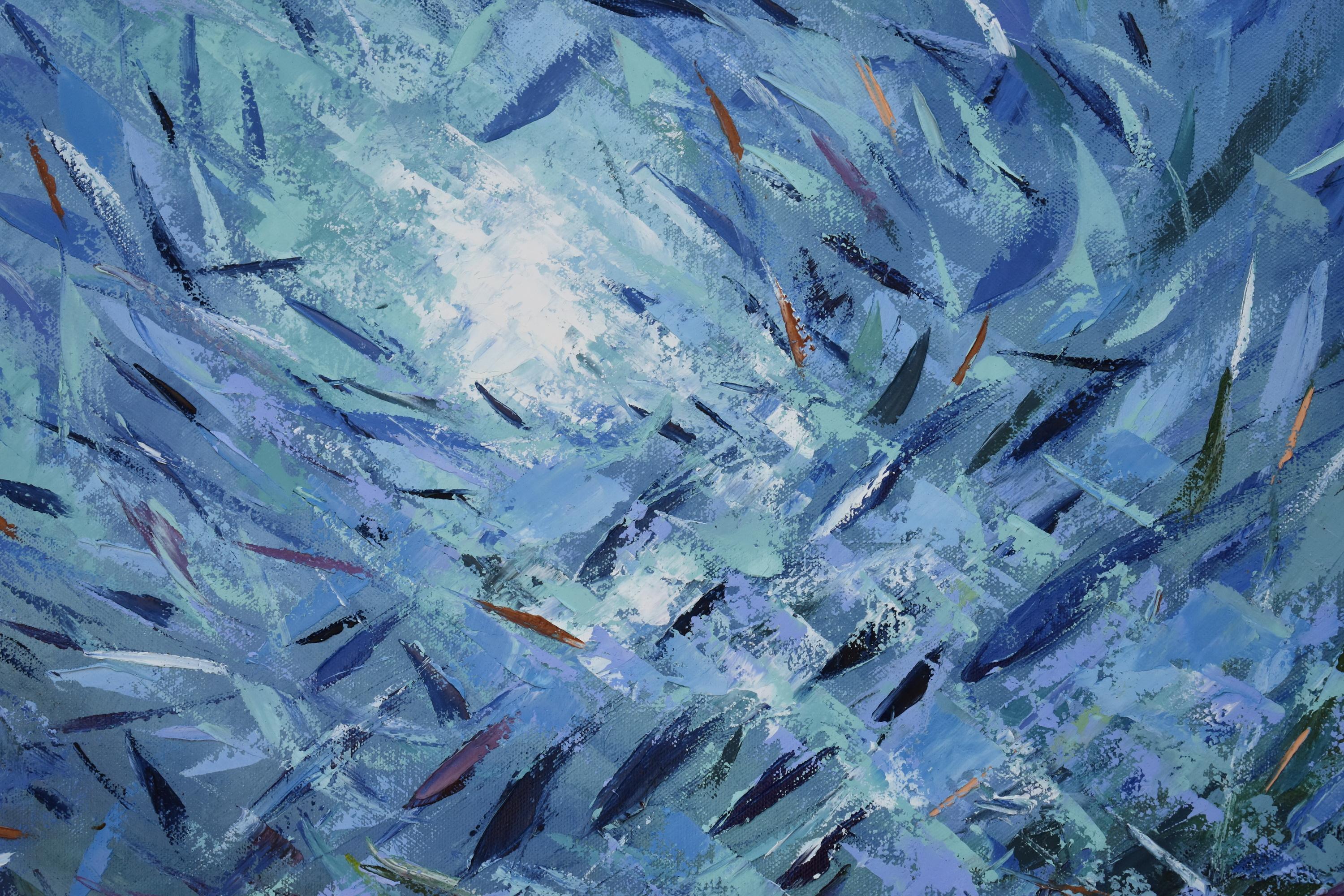 Korallen-Reef-Gemälde Meereskunst Unterwasser- Meereslandschaft Original Gemälde – Painting von Olga Nikitina