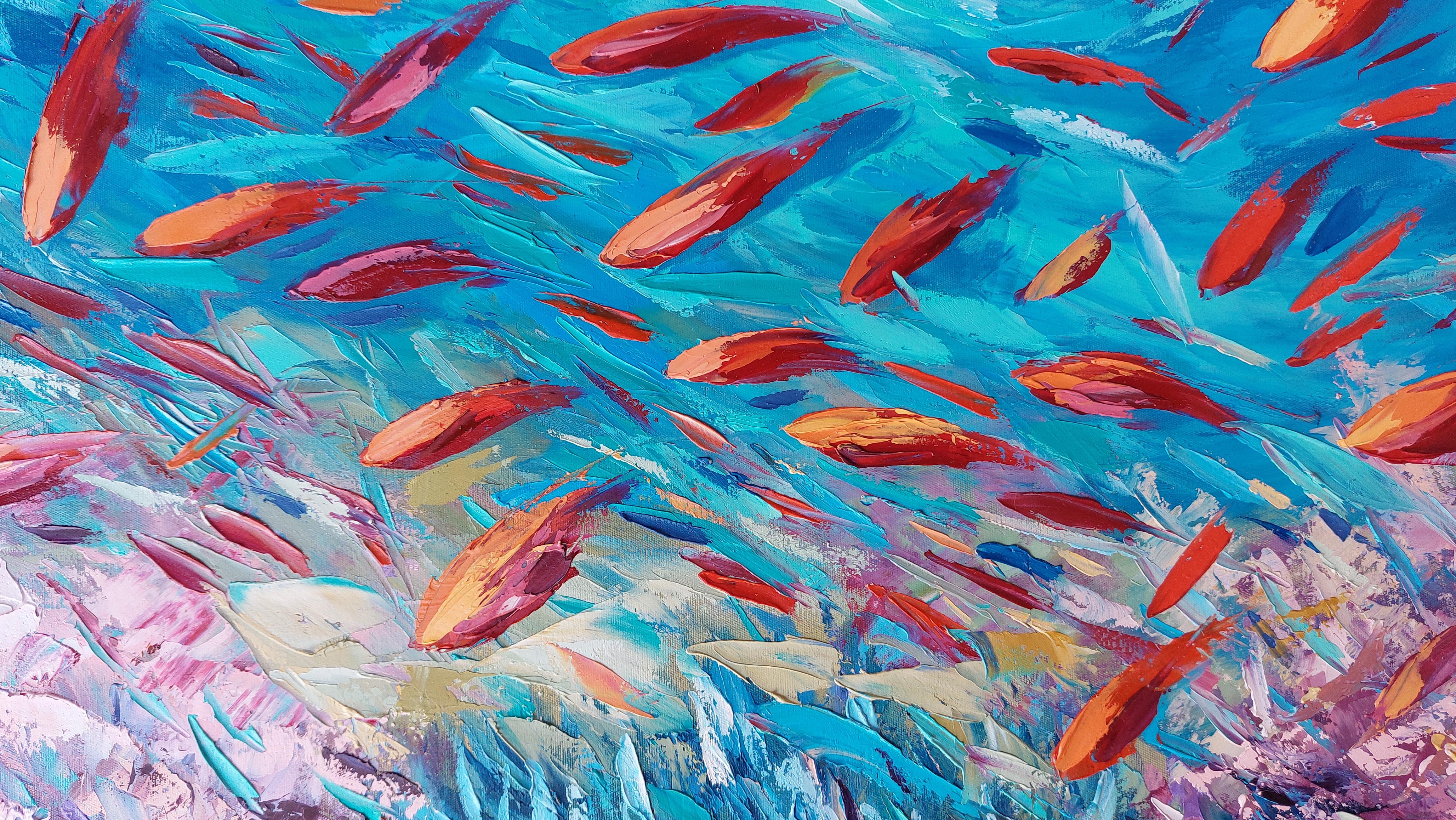 Korallen-Reef-Gemälde Meereskunst Unterwasser- Meereslandschaft Original Gemälde im Angebot 1