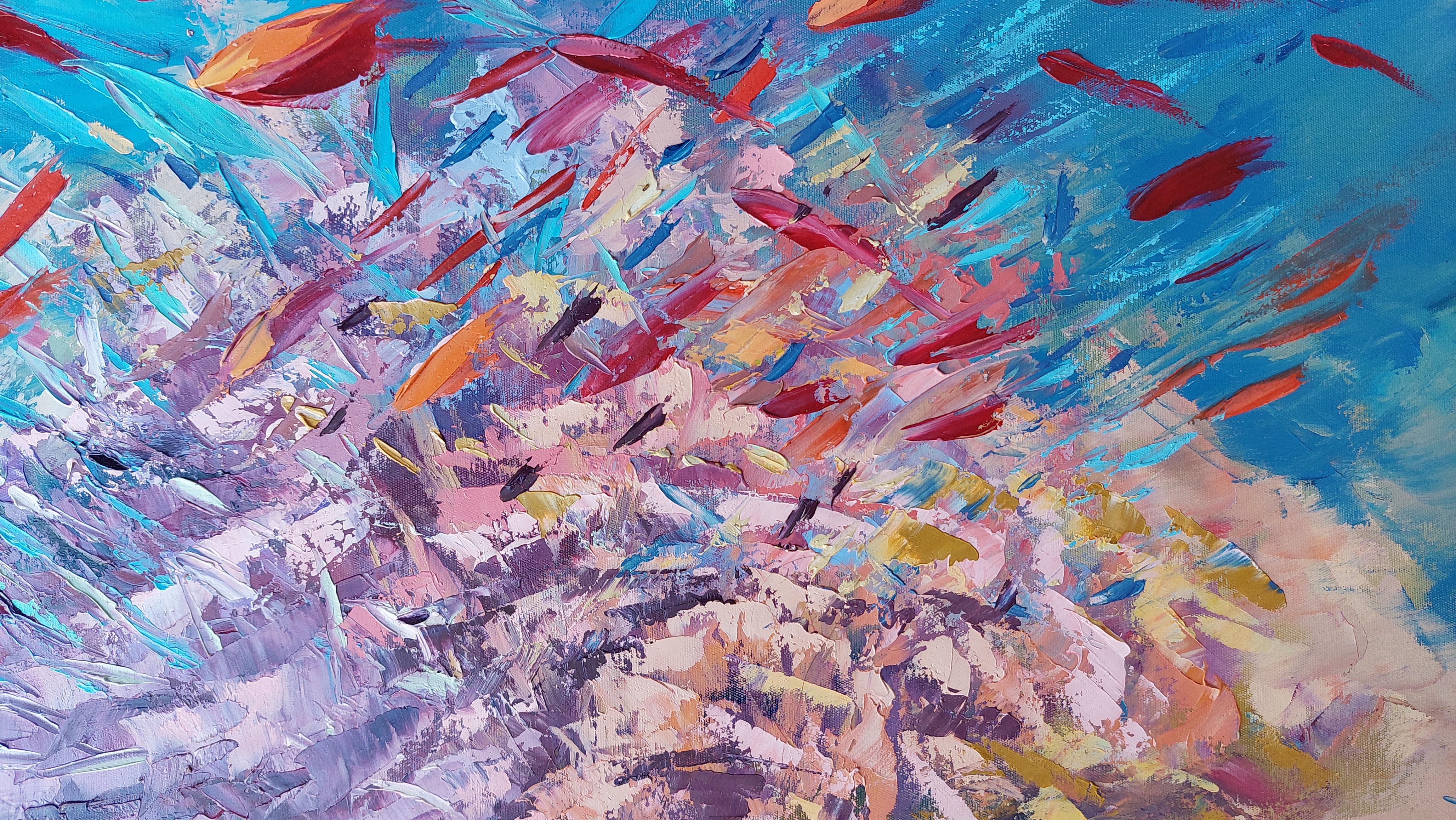 Korallen-Reef-Gemälde Meereskunst Unterwasser- Meereslandschaft Original Gemälde im Angebot 2