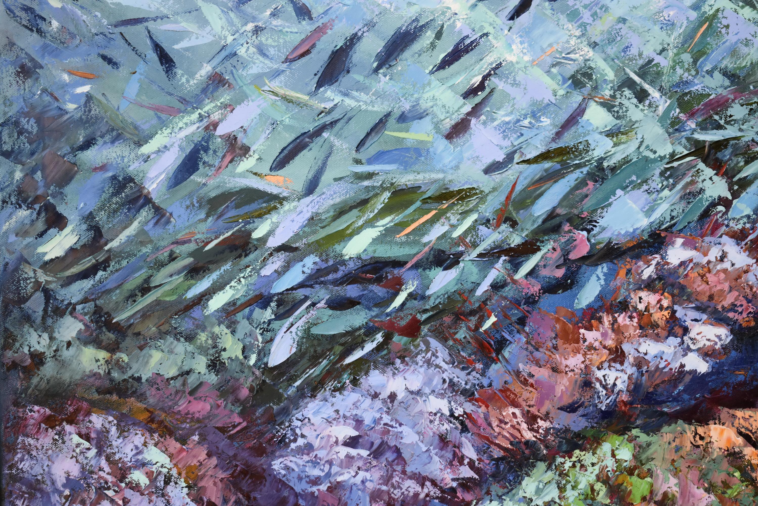 Korallen-Reef-Gemälde Meereskunst Unterwasser- Meereslandschaft Original Gemälde im Angebot 2