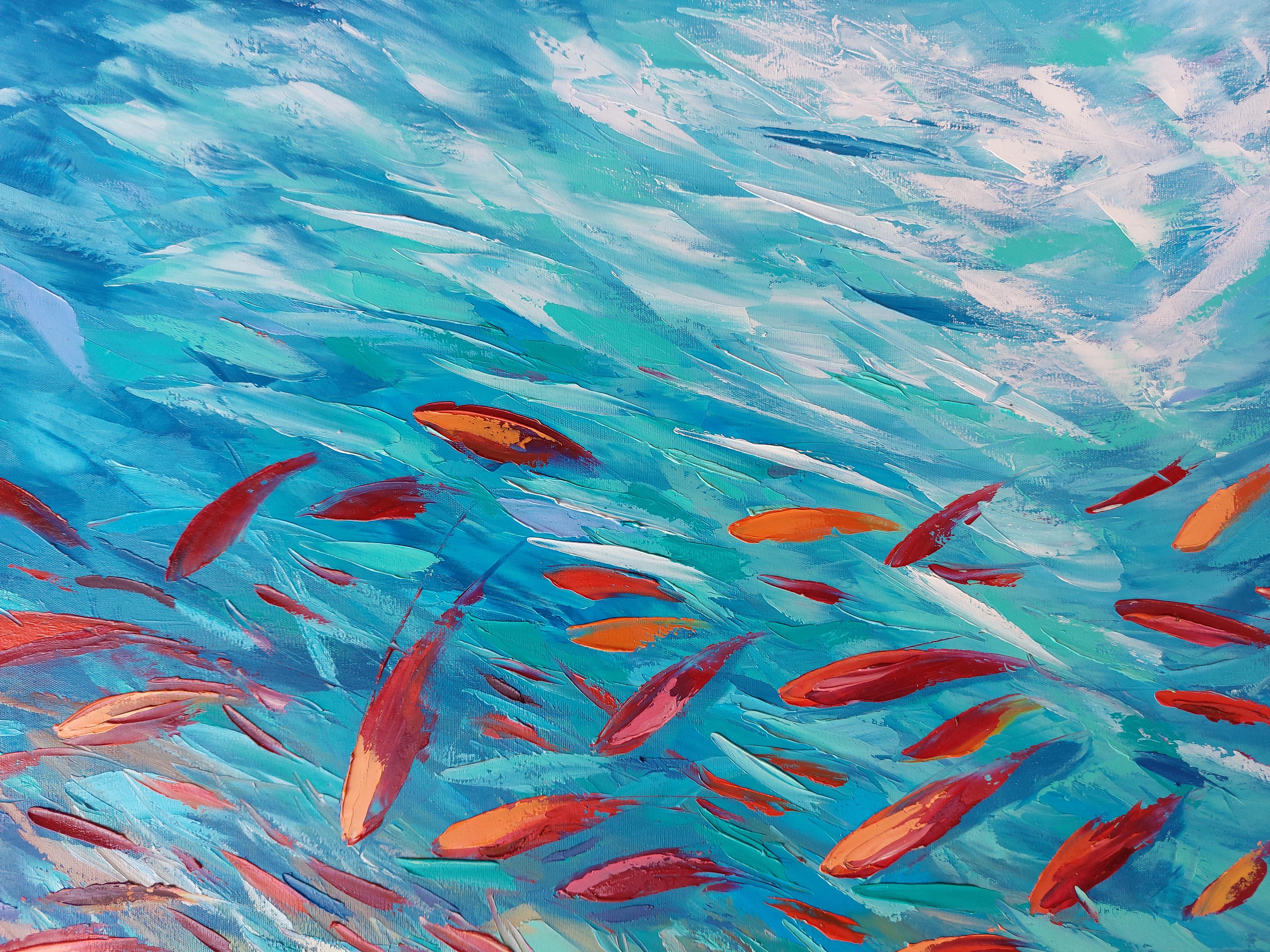 Korallen-Reef-Gemälde Meereskunst Unterwasser- Meereslandschaft Original Gemälde im Angebot 3