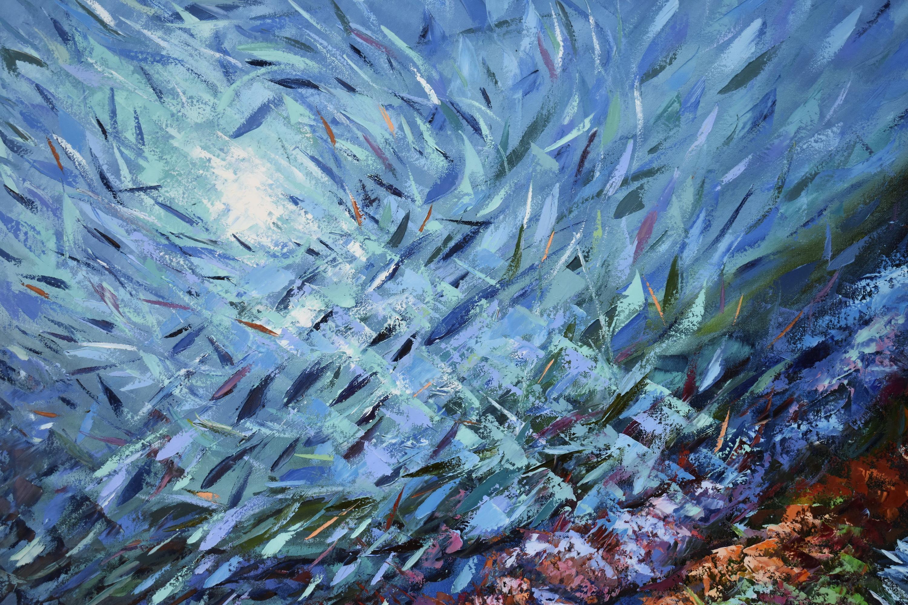 Korallen-Reef-Gemälde Meereskunst Unterwasser- Meereslandschaft Original Gemälde im Angebot 3