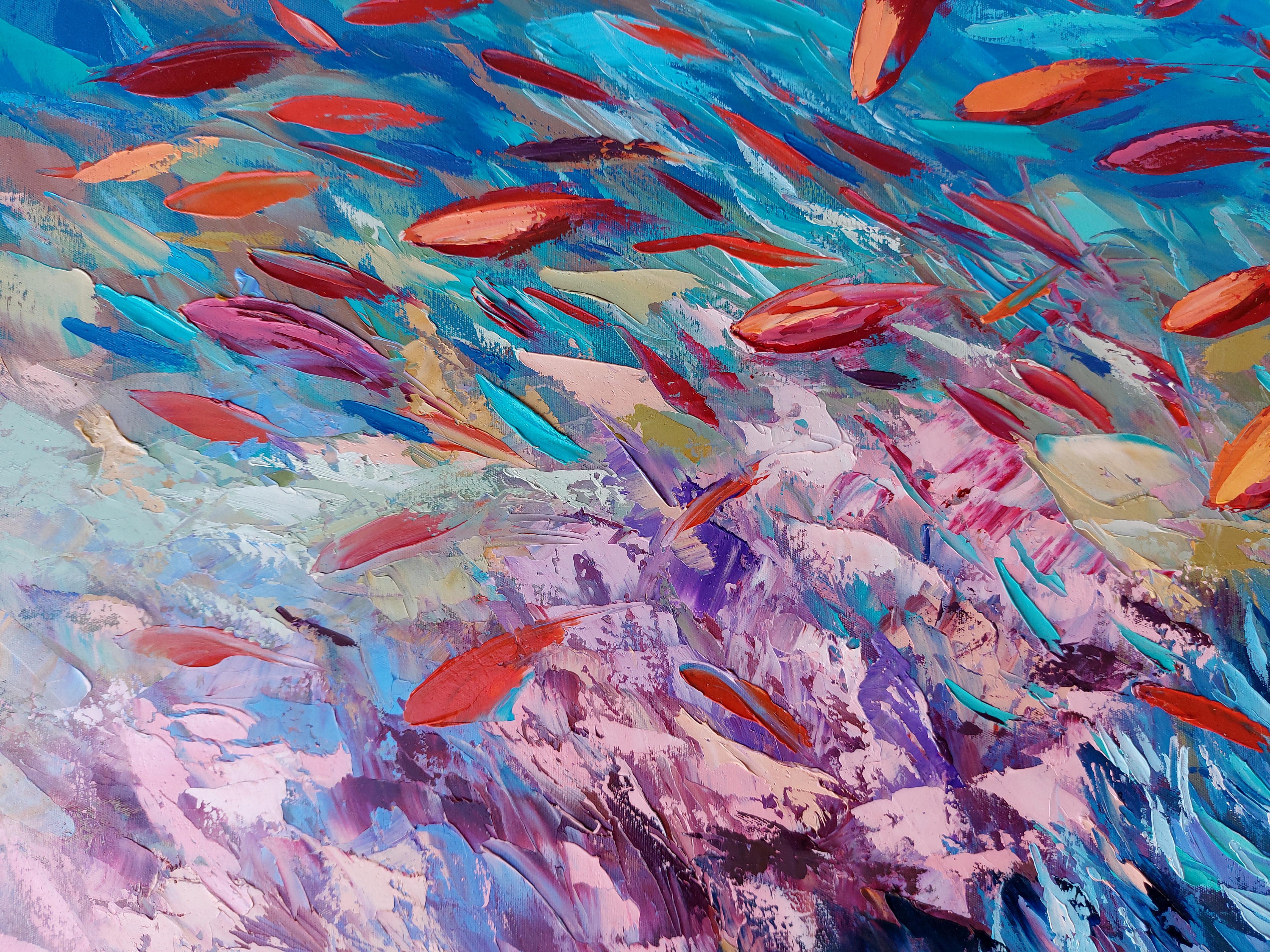 Korallen-Reef-Gemälde Meereskunst Unterwasser- Meereslandschaft Original Gemälde im Angebot 4