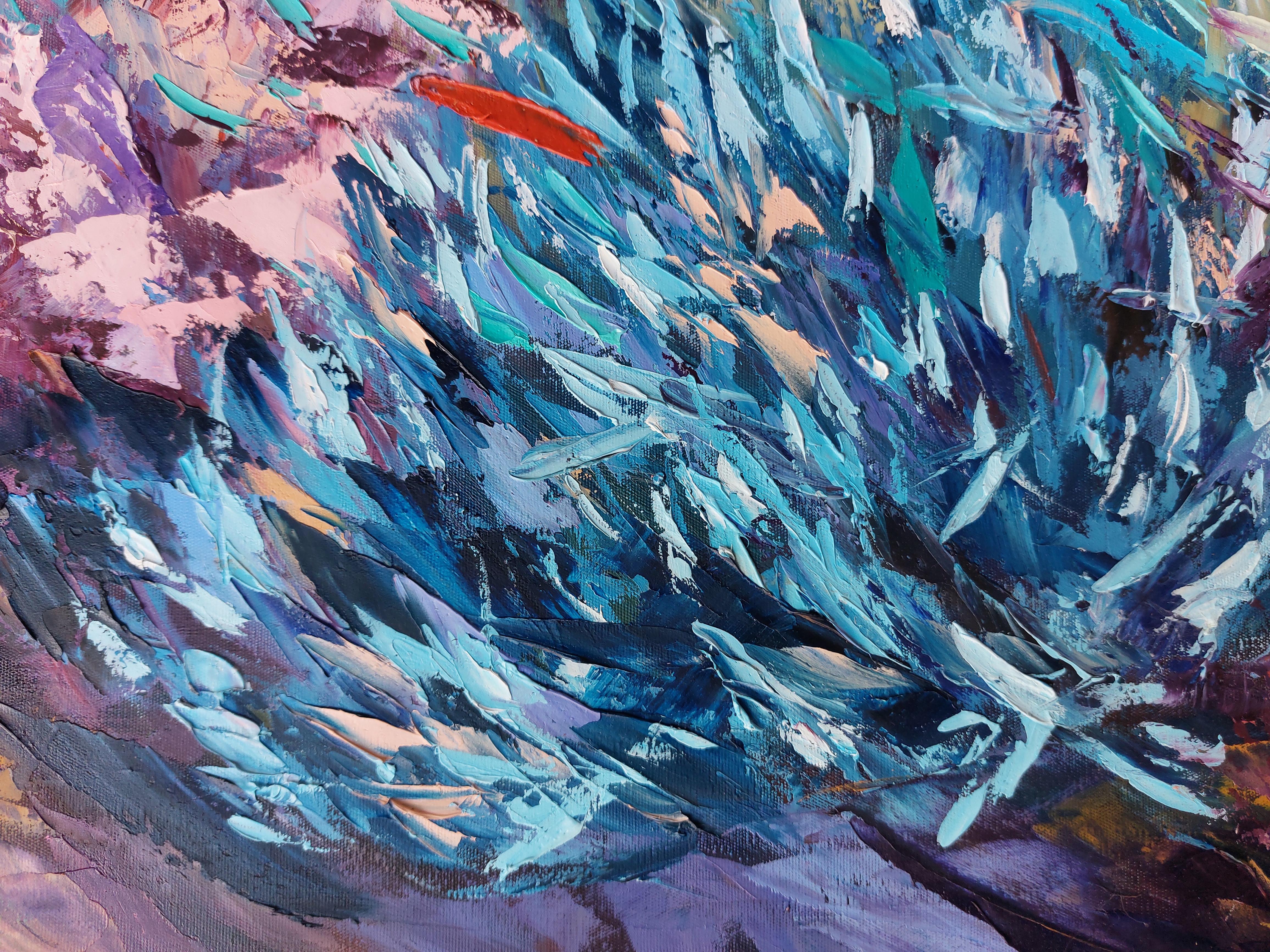 Korallen-Reef-Gemälde Meereskunst Unterwasser- Meereslandschaft Original Gemälde im Angebot 5