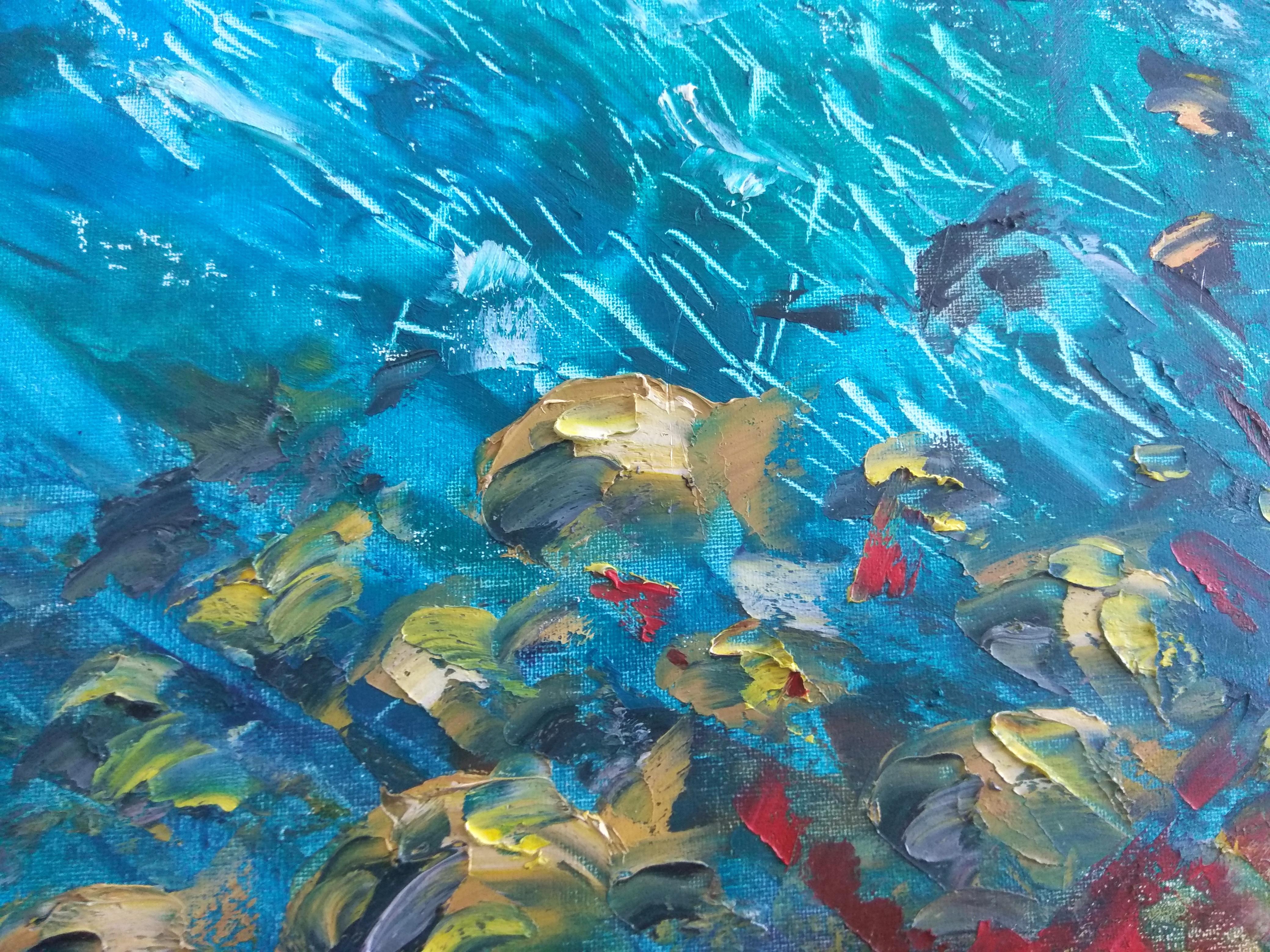 Coral Reef Underwater Painting Original Art Sea Life Artwork Ocean Art Impasto  For Sale 2