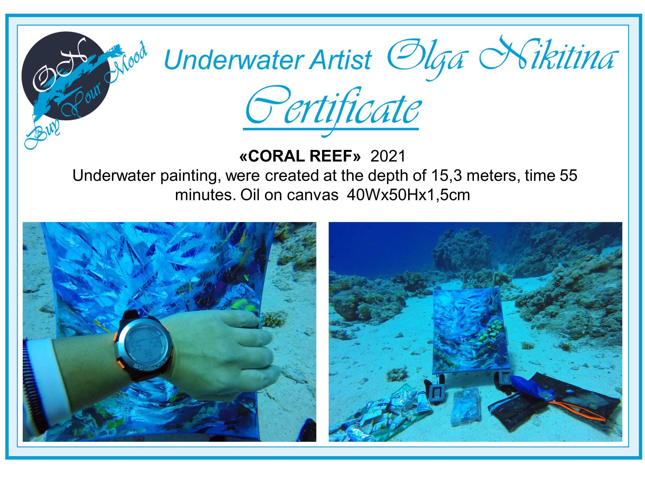 DEEP CORAL REEF UNDERWATER PAINTING was made underwater For Sale 1