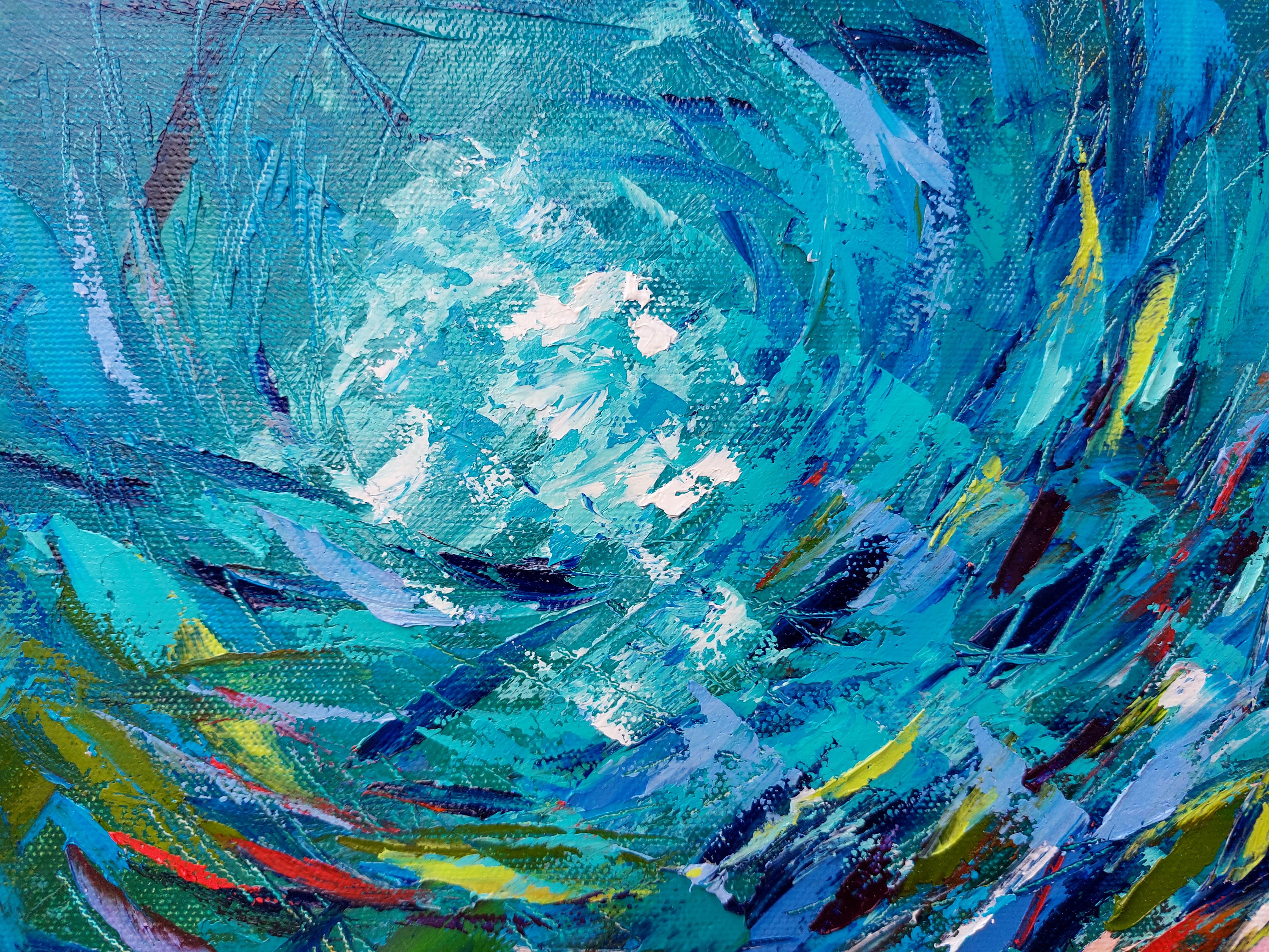 Espressione di pesce Pittura a olio Impasto Tavolozza Coltello Arte Originale - Painting di Olga Nikitina