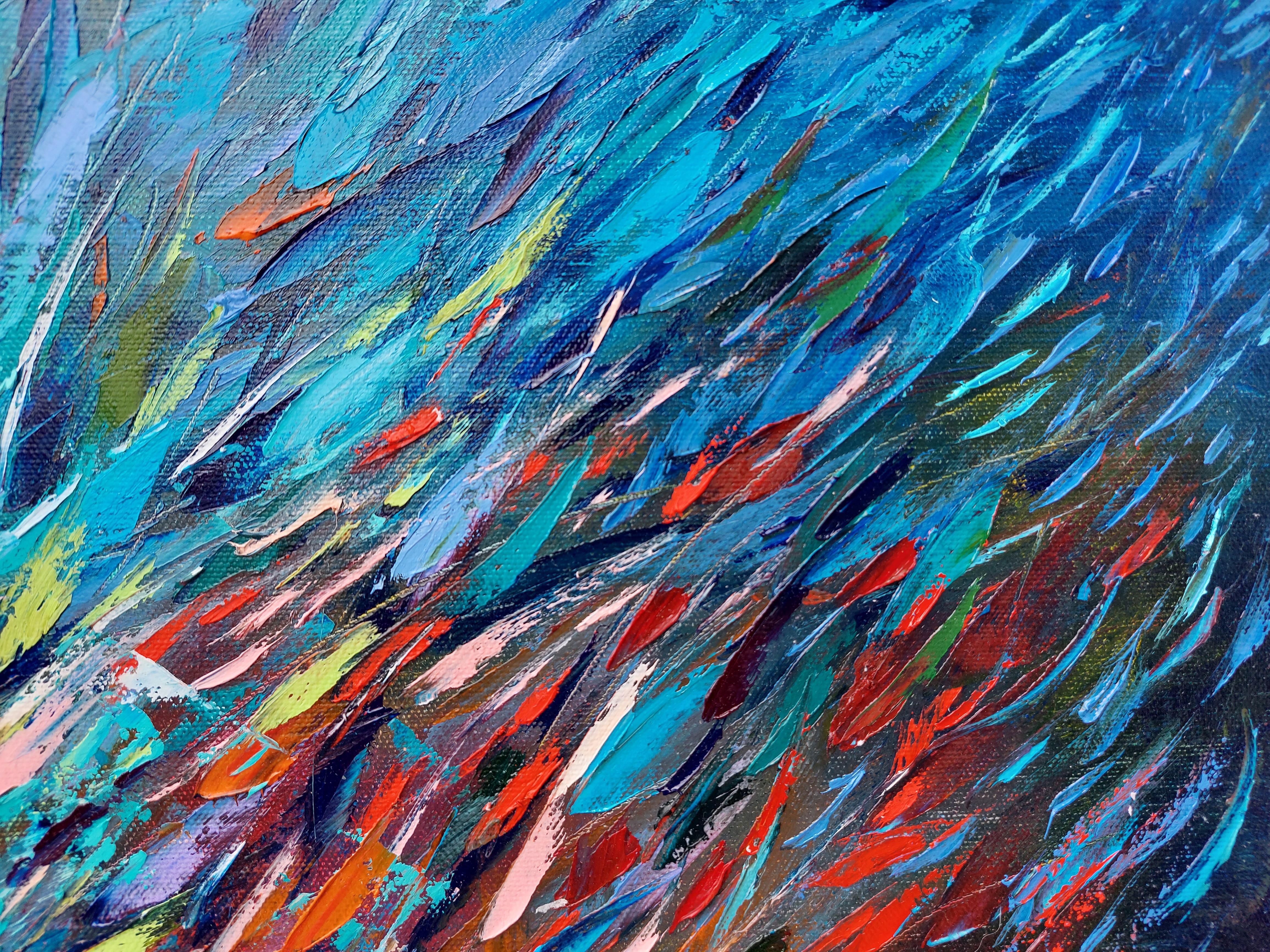 Espressione di pesce Pittura a olio Impasto Tavolozza Coltello Arte Originale in vendita 1