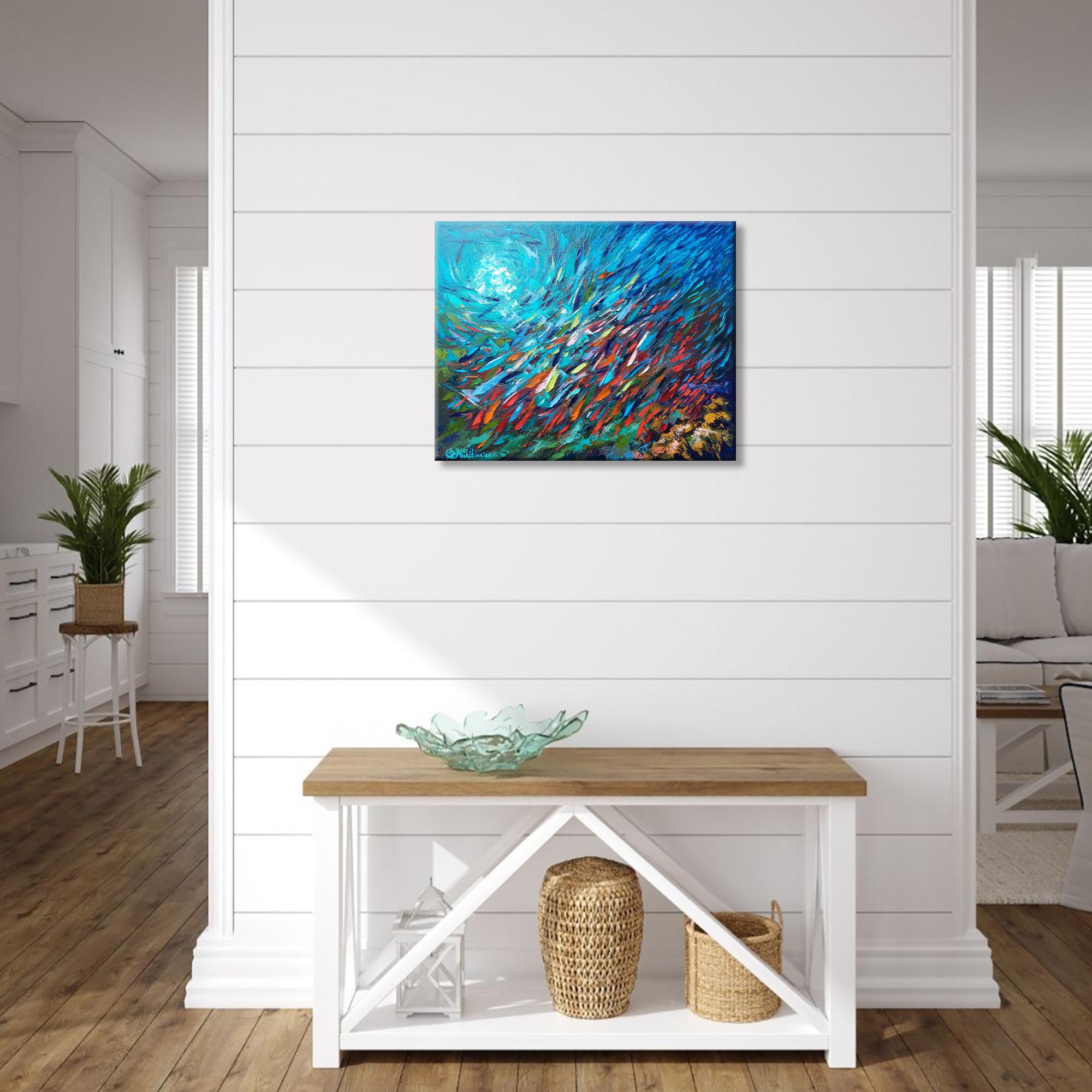 Espressione di pesce Pittura a olio Impasto Tavolozza Coltello Arte Originale in vendita 4