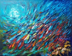 Fish Expression Oil Painting Impasto Palette Knife Art Original