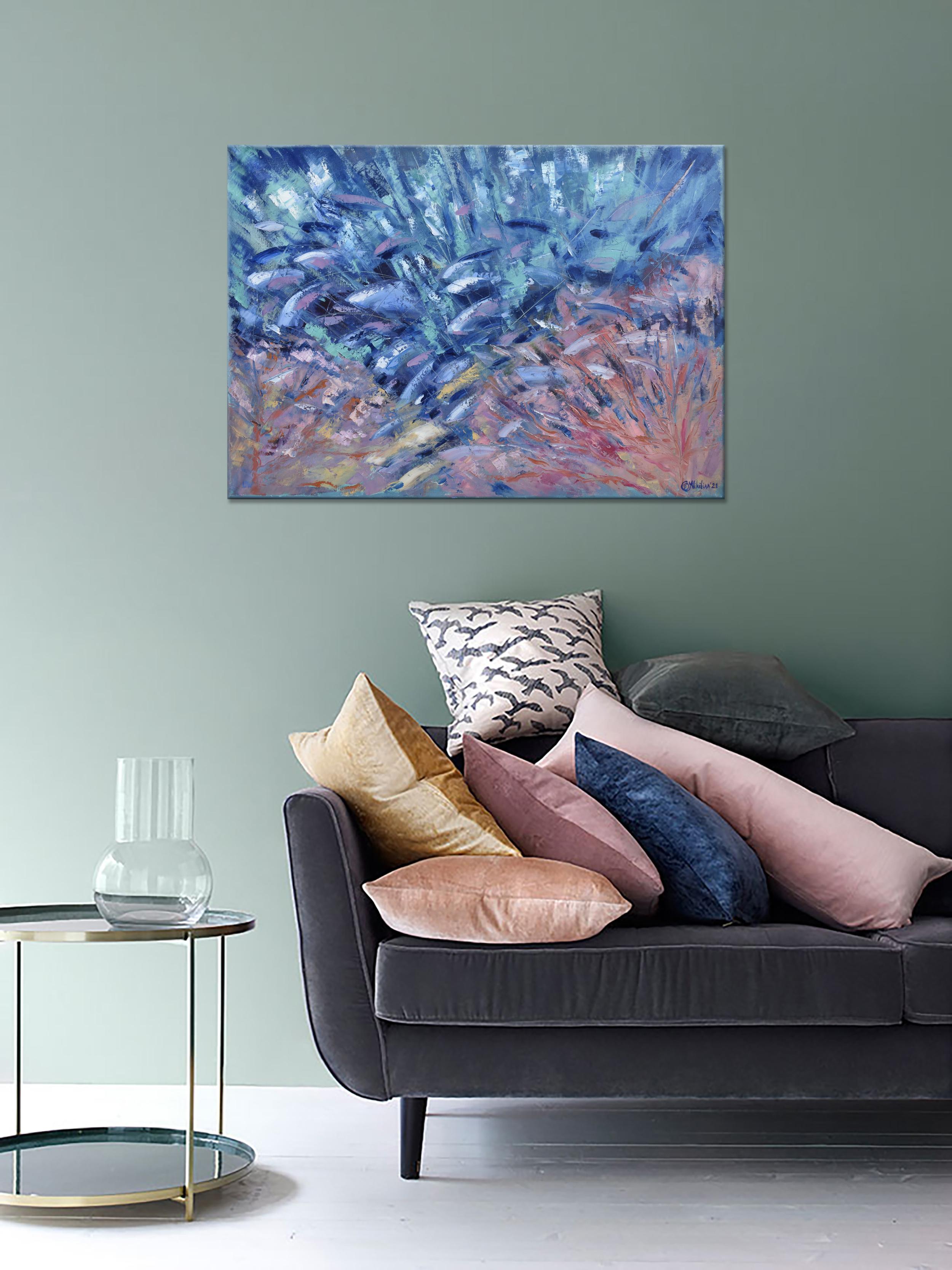 Le poisson dans la peinture au corail a été réalisé sous l'eau. en vente 6