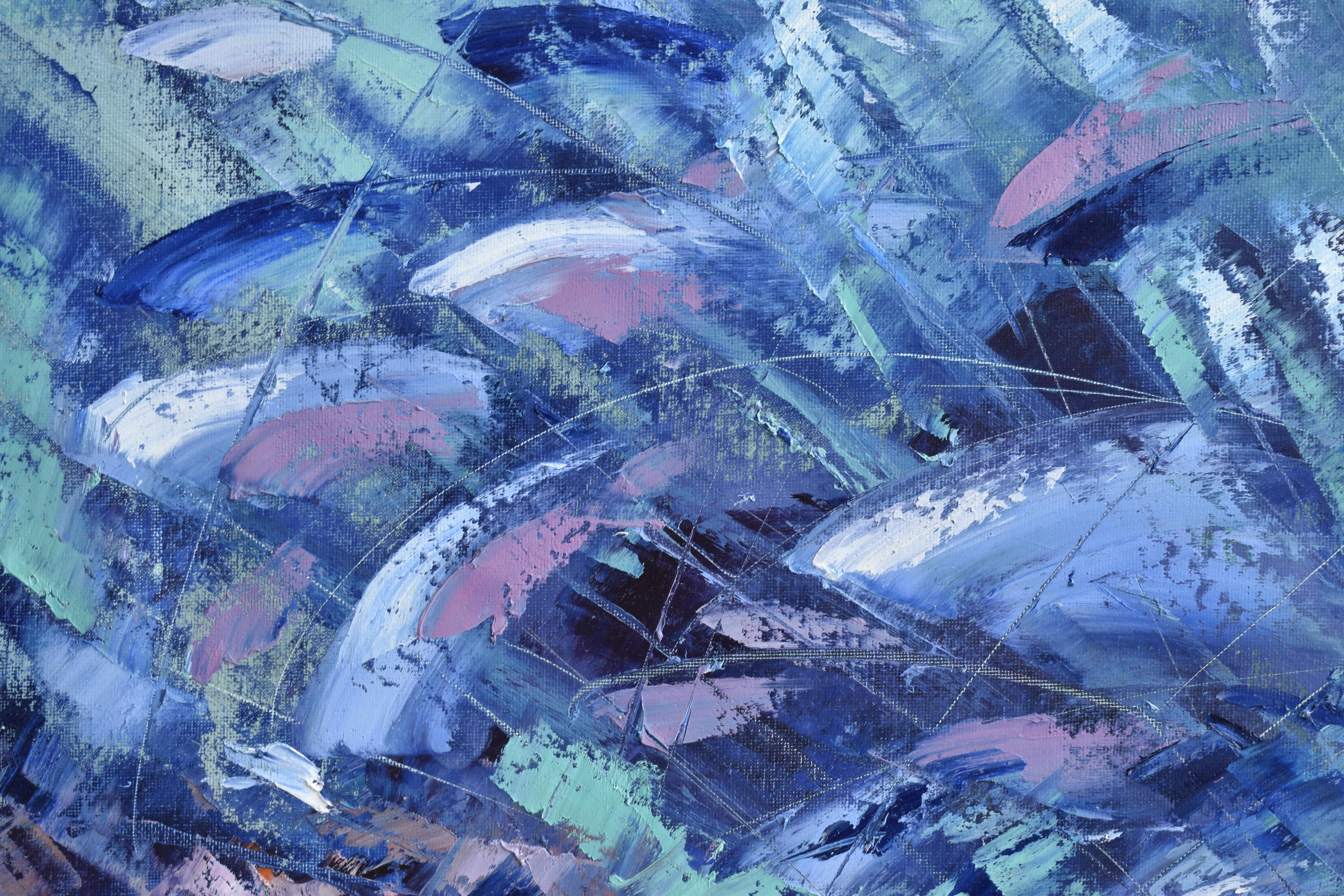 Fish in Coral Painting was made underwater For Sale 3