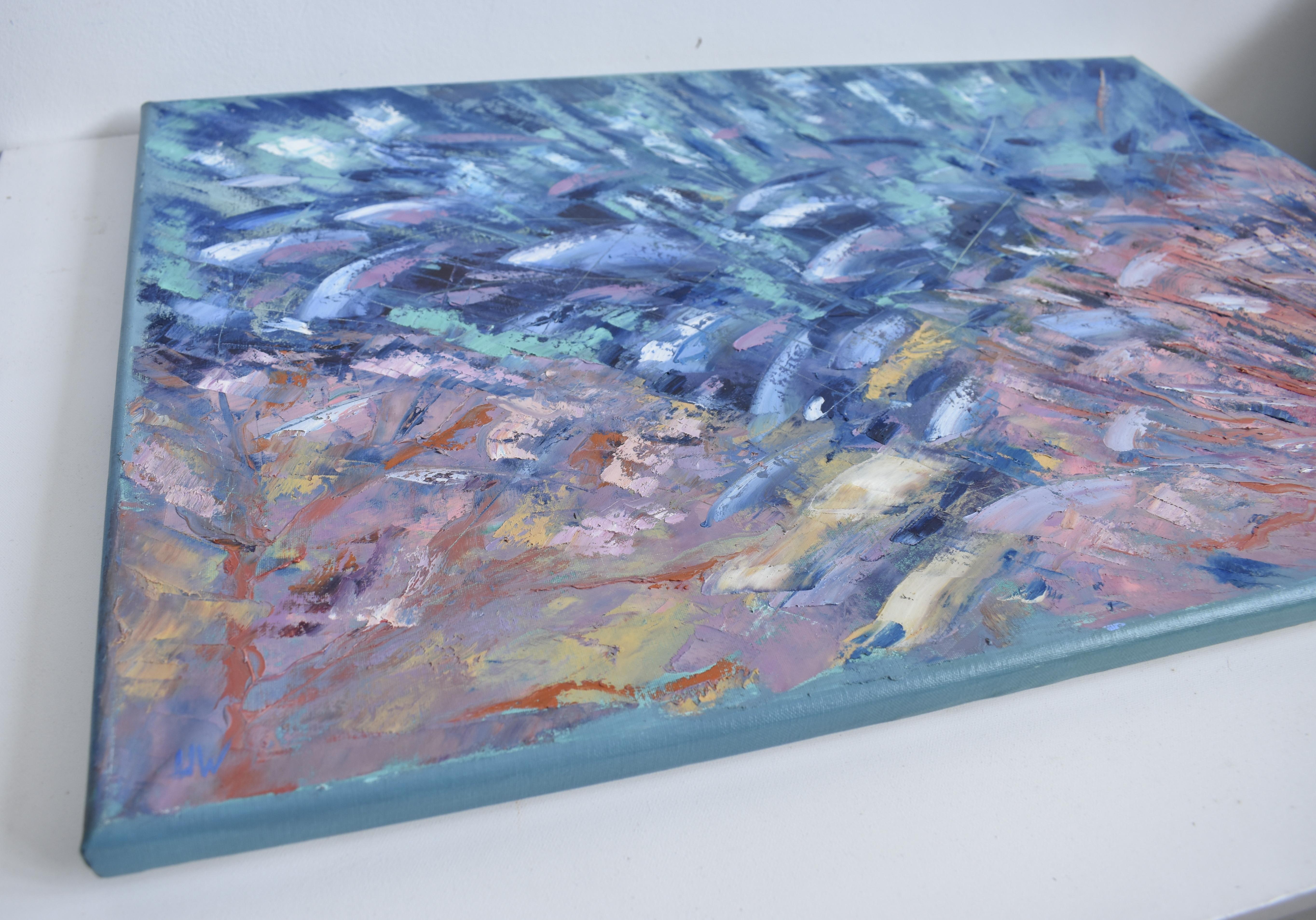 Fish in Coral Painting was made underwater For Sale 4