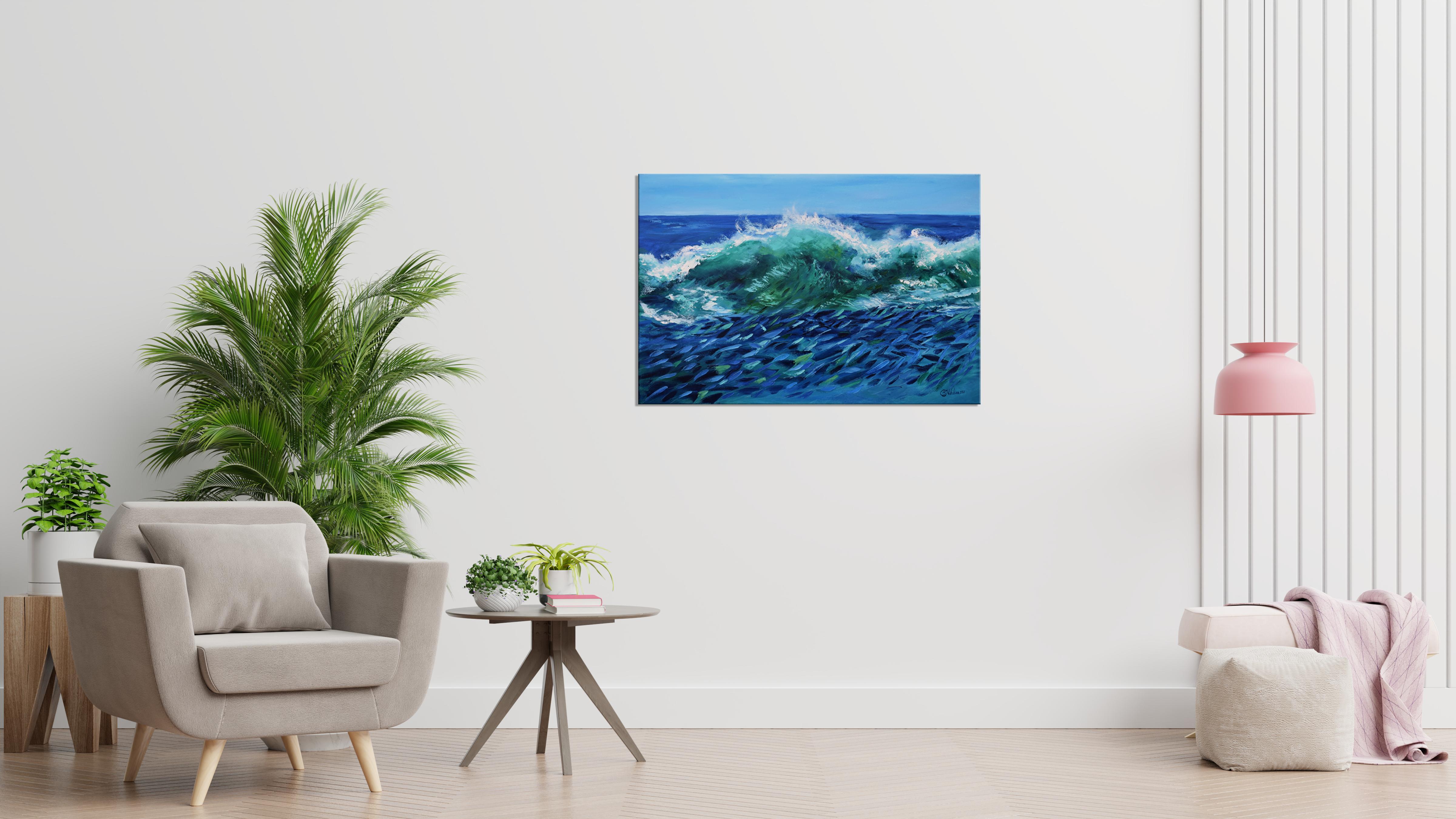 Fish in Waves Ocean Art For Sale 1