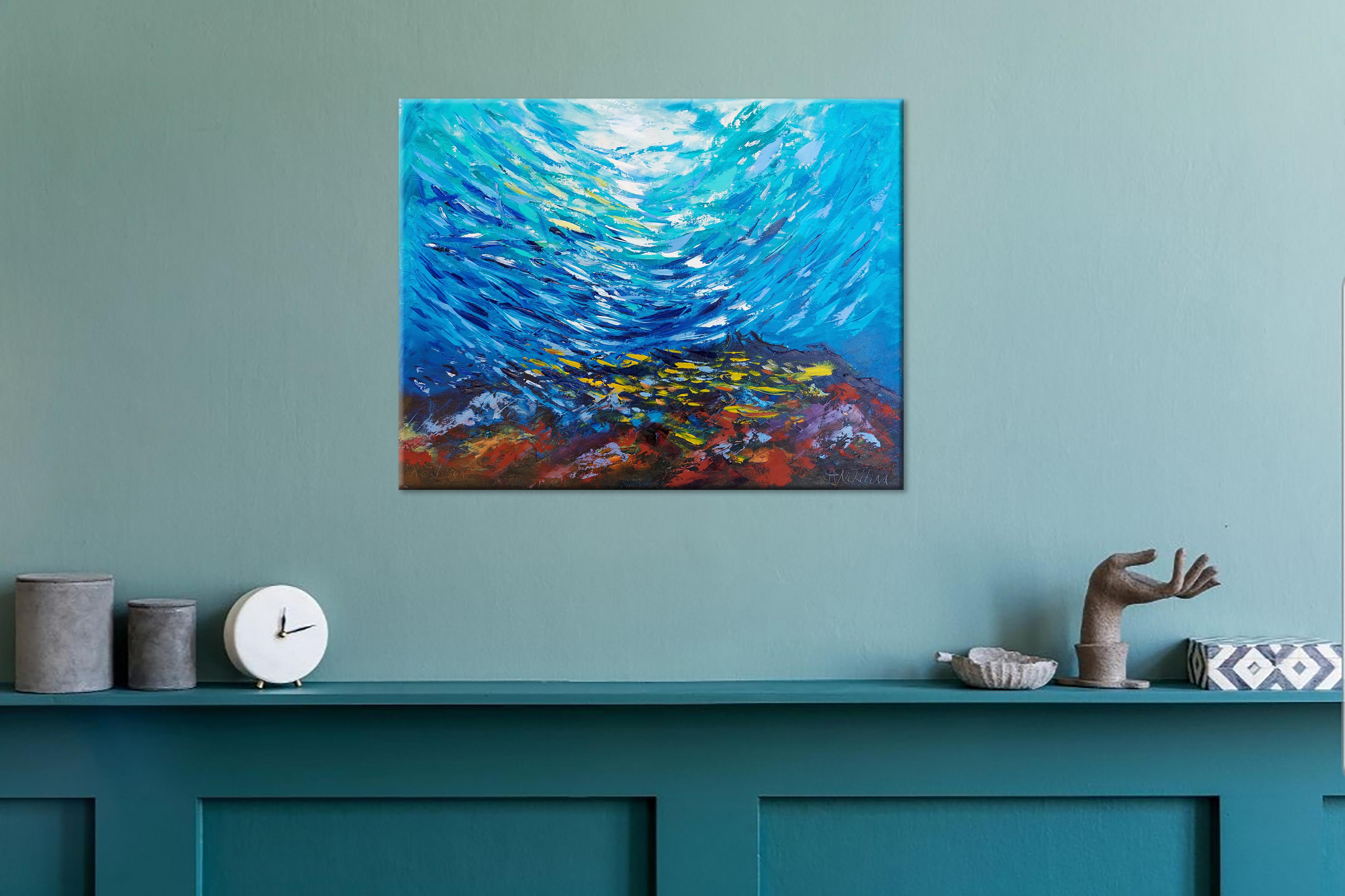 Pesce Pittura Barriera Corallina Mar Rosso Arte Originale Vita di Mare Arte - Painting Impressionismo astratto di Olga Nikitina