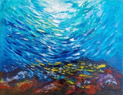 Pesce Pittura Barriera Corallina Mar Rosso Arte Originale Vita di Mare Arte