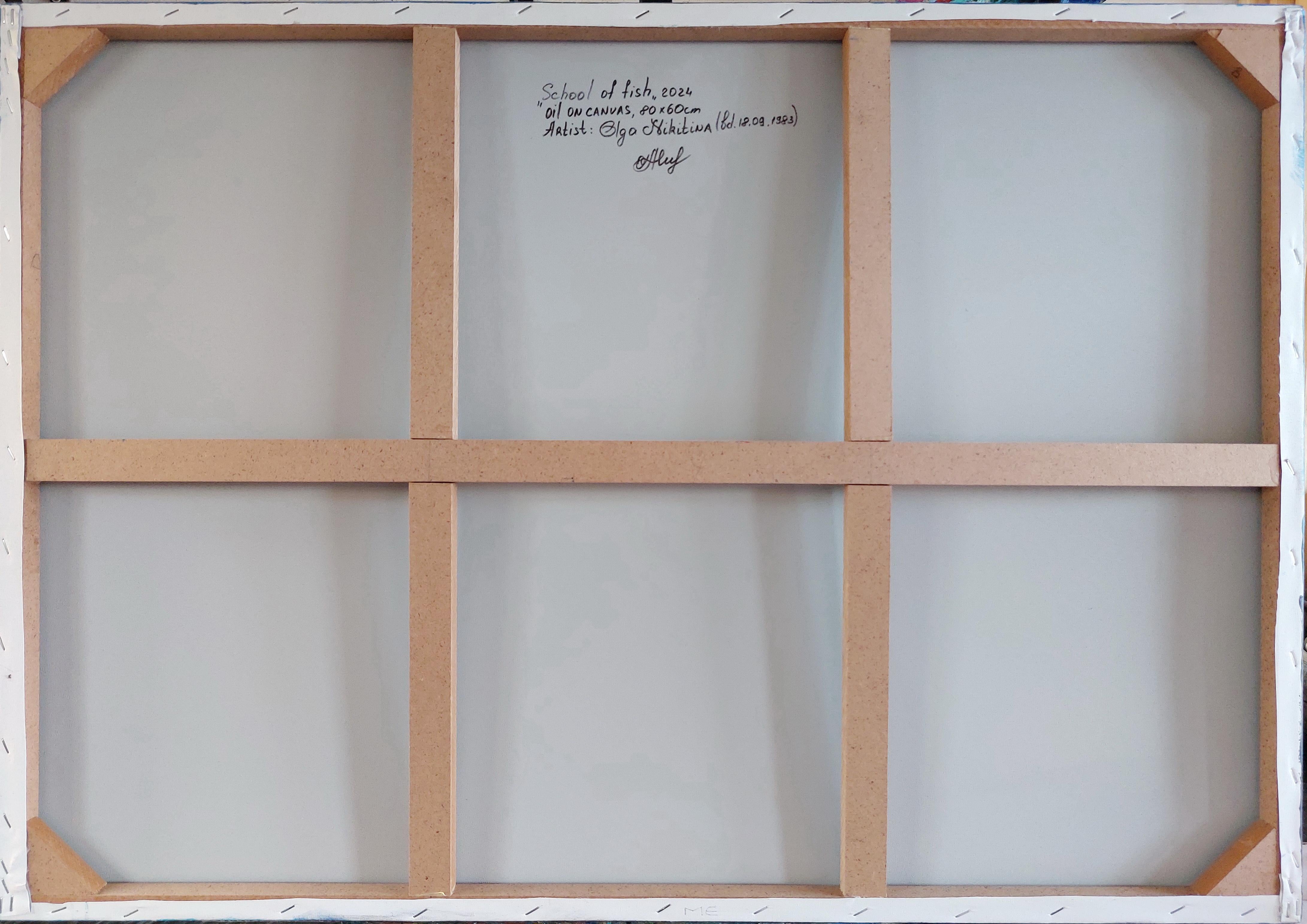 Pittura di pesci Olio su tela Arte subacquea Impasto in vendita 4