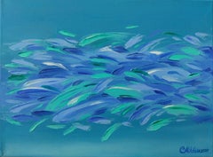 Blue Fish Painting Underwater Original Art Ocean Fish Artwork Sea Life Painting