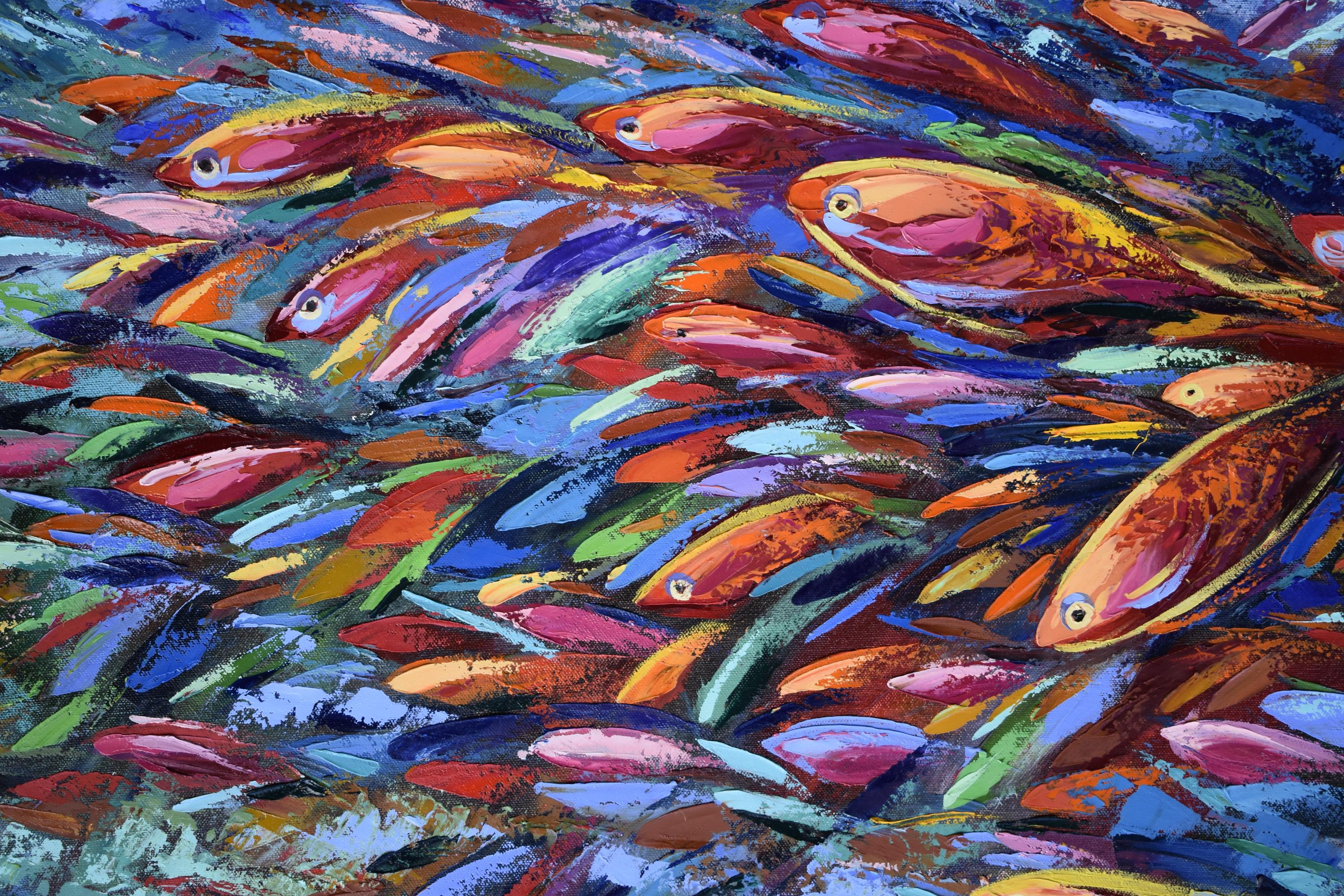 * Titre : Le ruisseau des poissons rouges
* Taille : à partir de 150x120 cm
* Matériaux : huile, toile, couteau à palette
* Expédition : emballage conforme aux normes de la galerie, livraison express avec numéro de suivi. La toile est roulée, elle