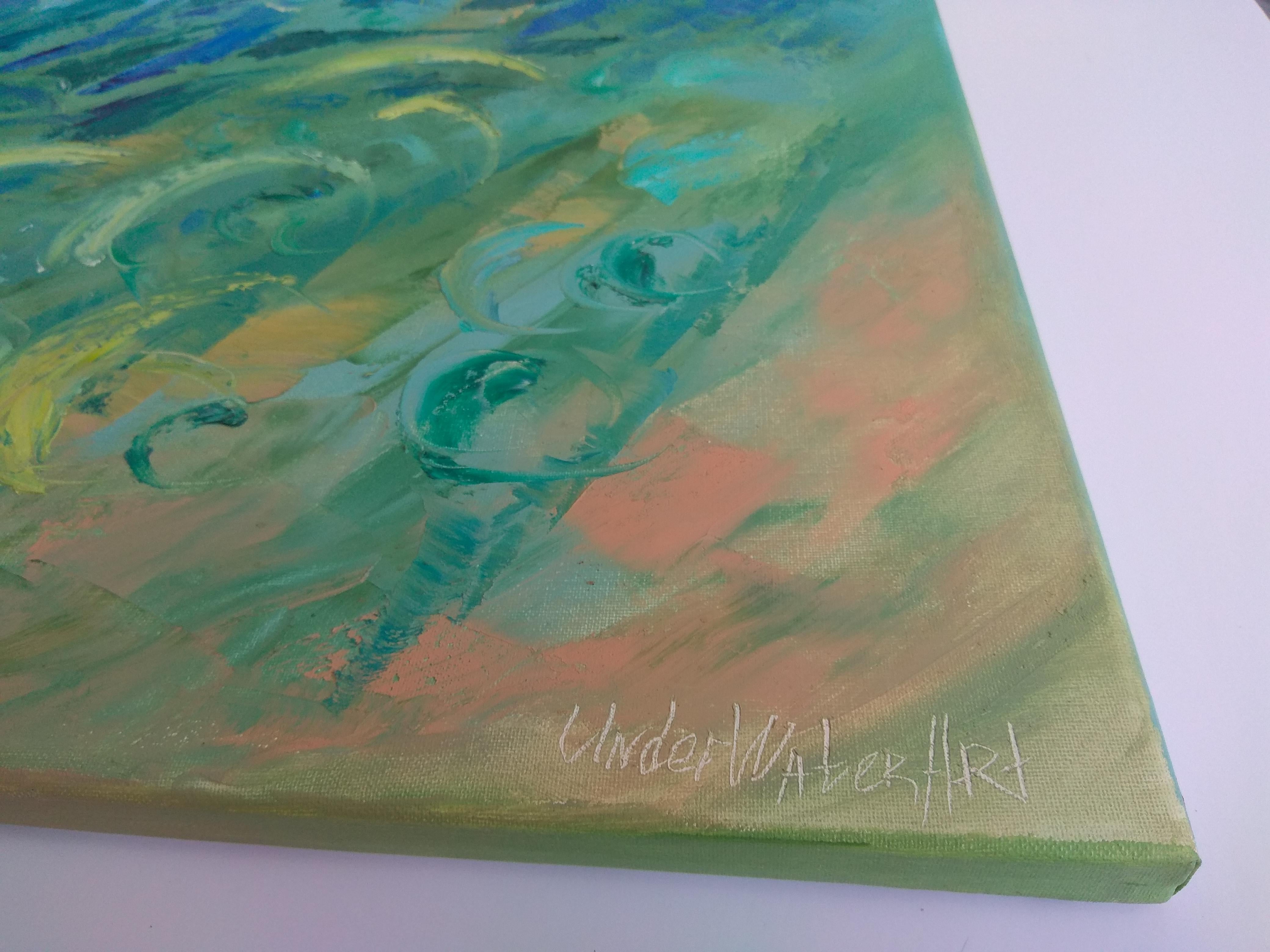 FISH UNDERWATER PAINTING was made underwater - Abstract Expressionist Painting by Olga Nikitina