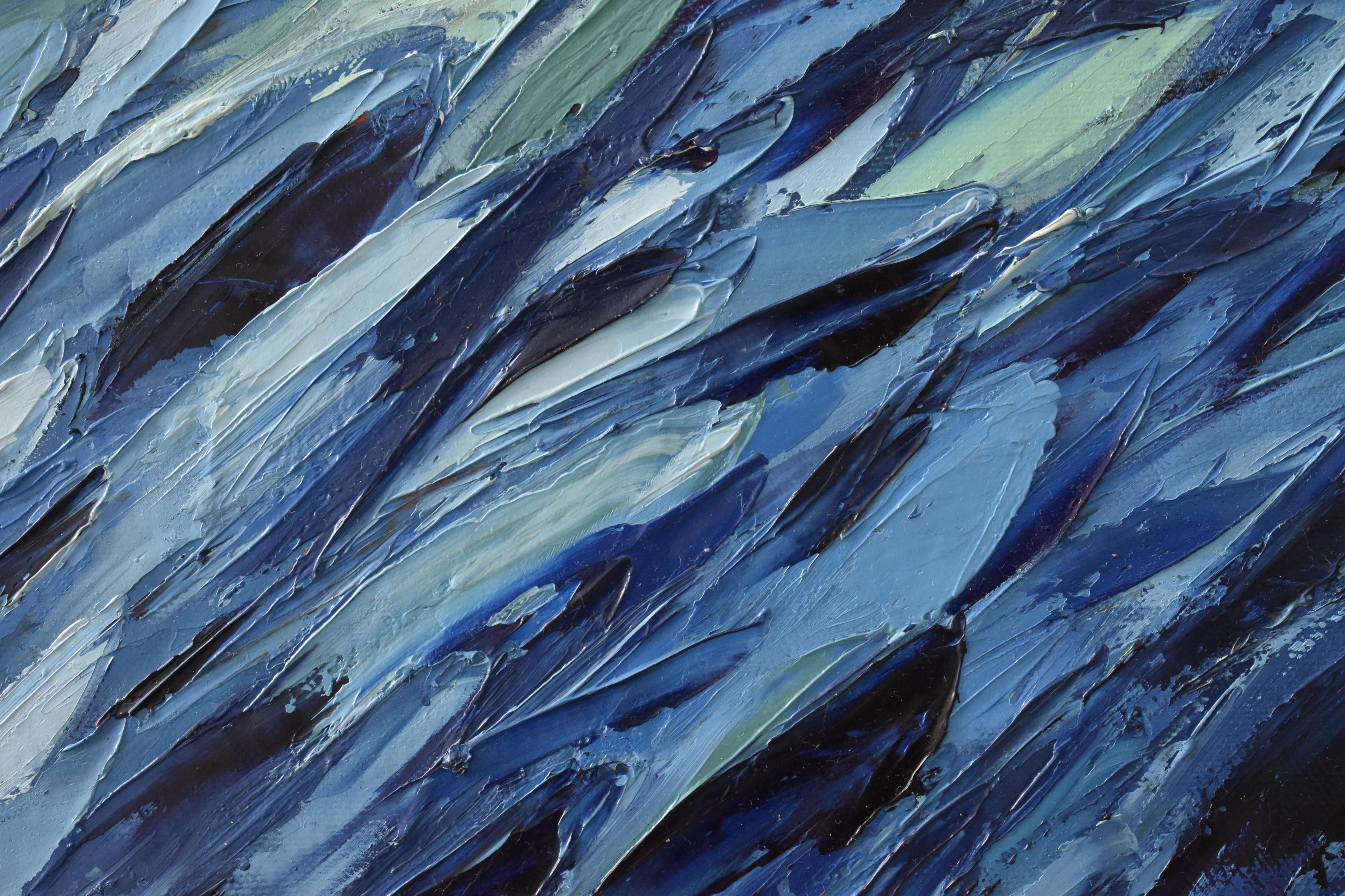 Fish Whirlpool Sardines Underwater Art Ocean  - Abstract Impressionist Painting by Olga Nikitina