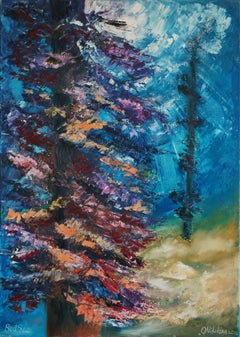 Bosque Submarino Pintura Impasto Paleta Cuchillo Arte
