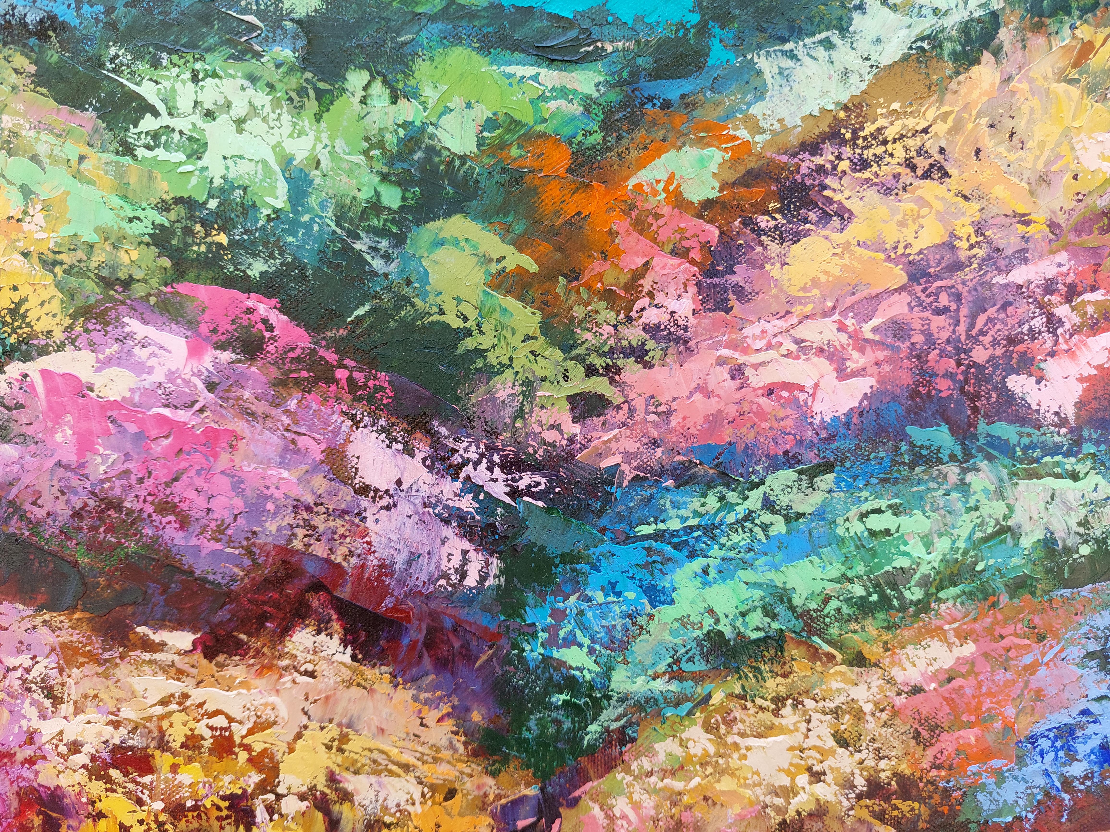 Free Diving Ölgemälde Original Unterwasser-Kunst Ozean-Palette-Messer Imressionis 6