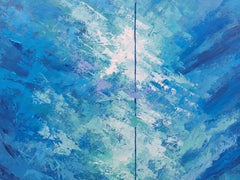 Free Diving Oil Painting Original Underwater Art Ocean Palette Knife Imressionis